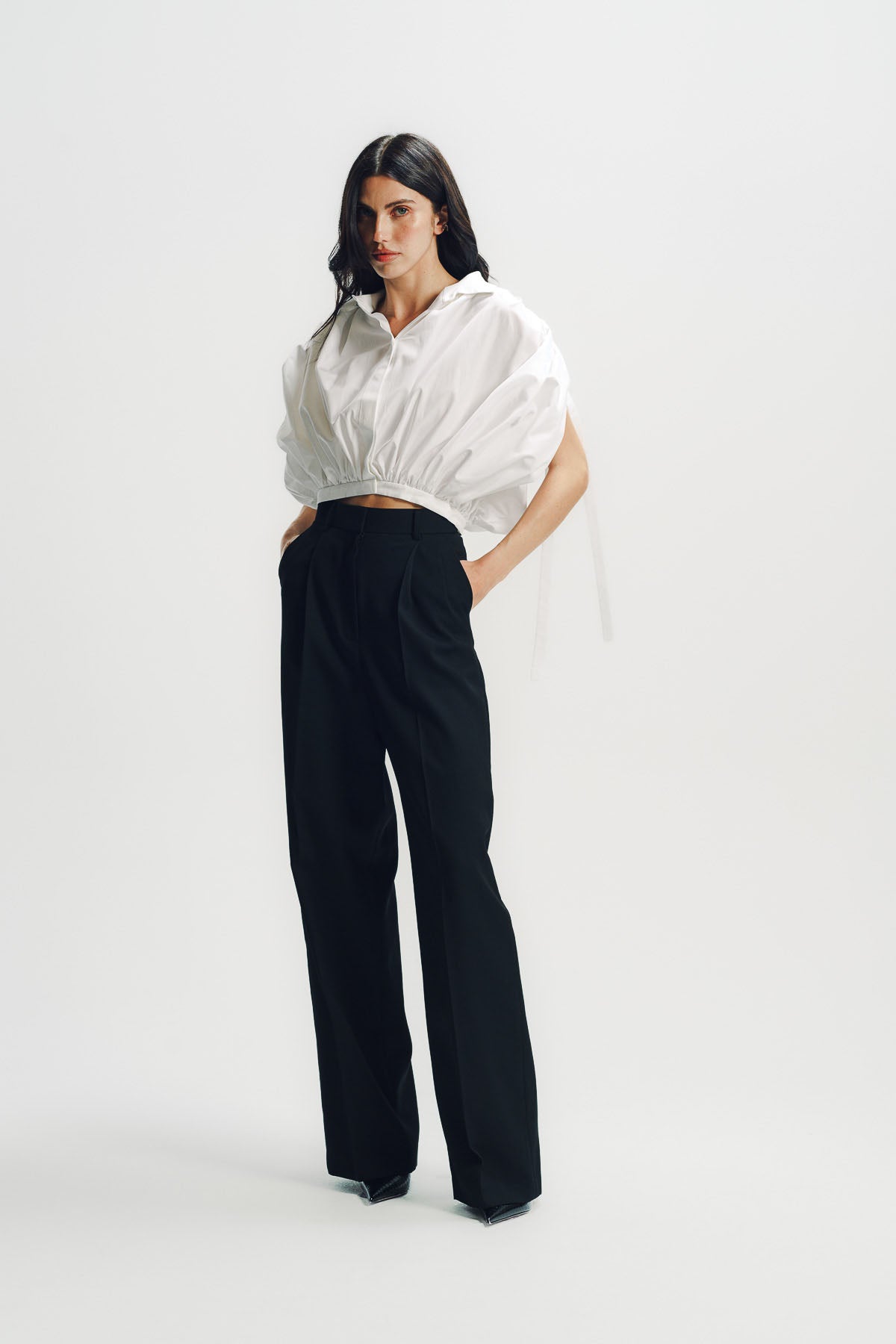 Givenchy | Cropped Shirt in Poplin With Ruched Details