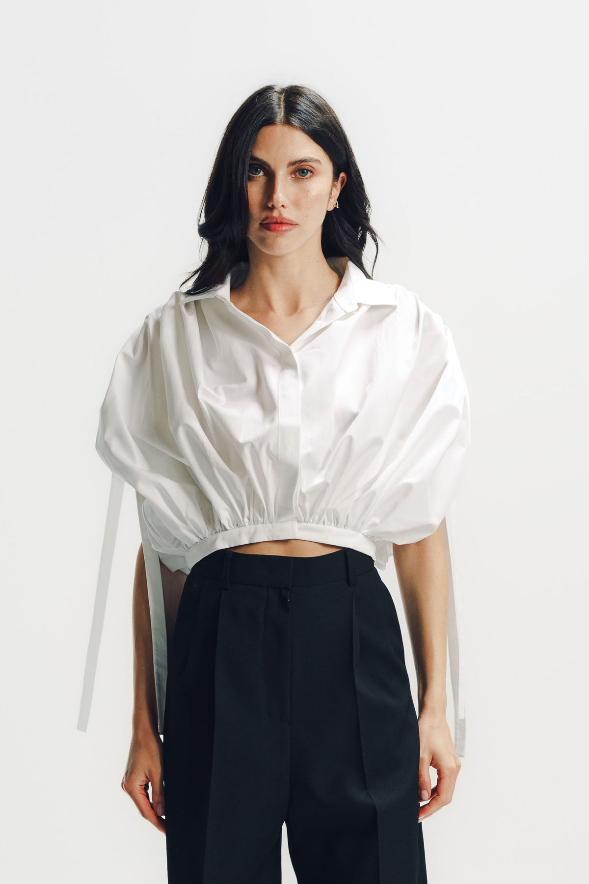 Givenchy | Cropped Shirt in Poplin With Ruched Details