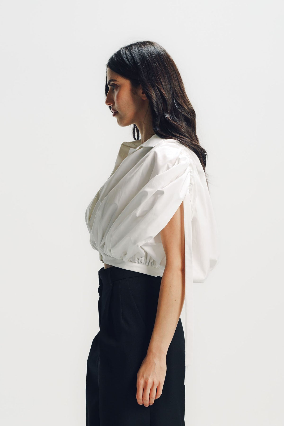 Givenchy | Cropped Shirt in Poplin With Ruched Details