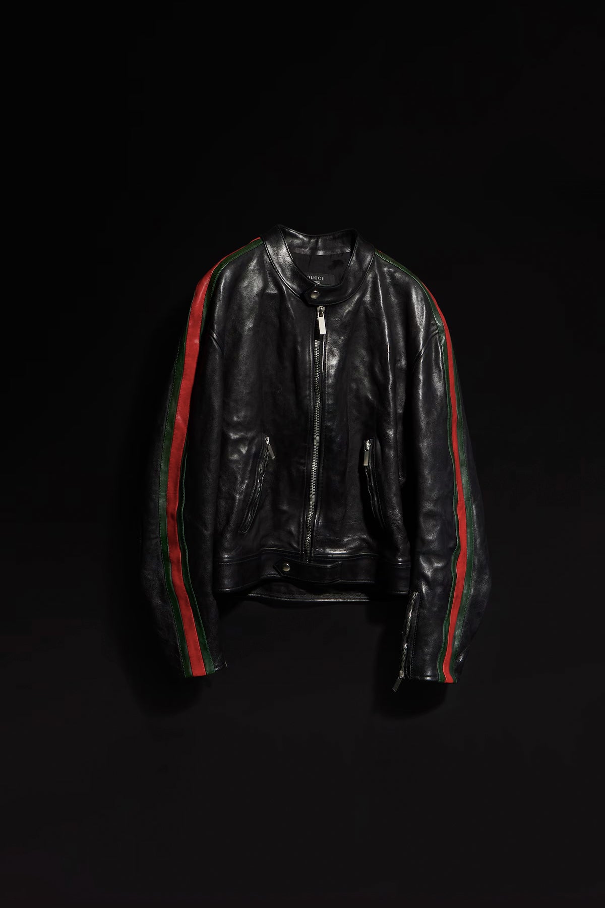 GUCCI | Buffalo leather biker jacket with Web