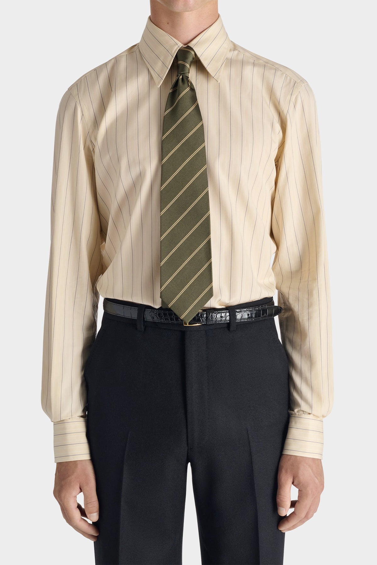 HUSBANDS | Tie In Military Silk Jacquard With Gold Stripes