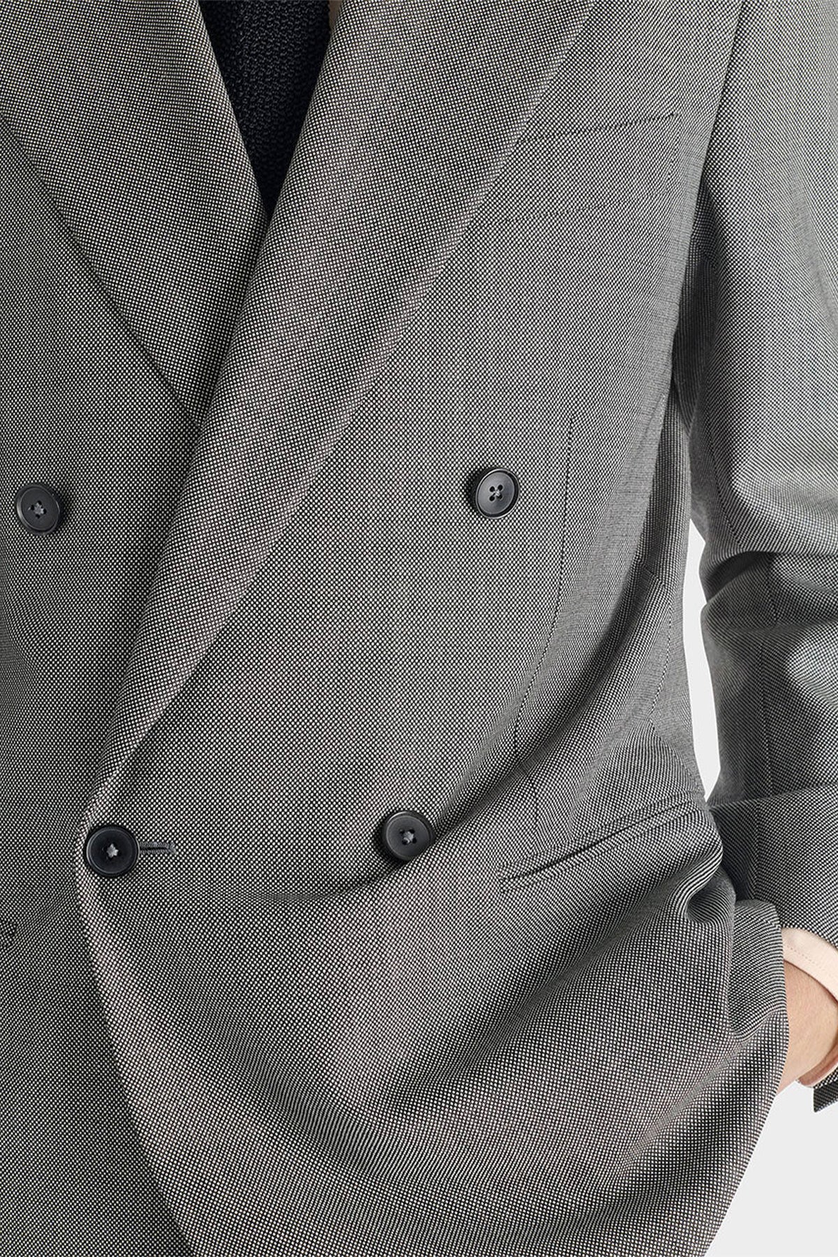 Husbands Paris | Double-Breasted Jacket in Wool Birdseye - Black and White