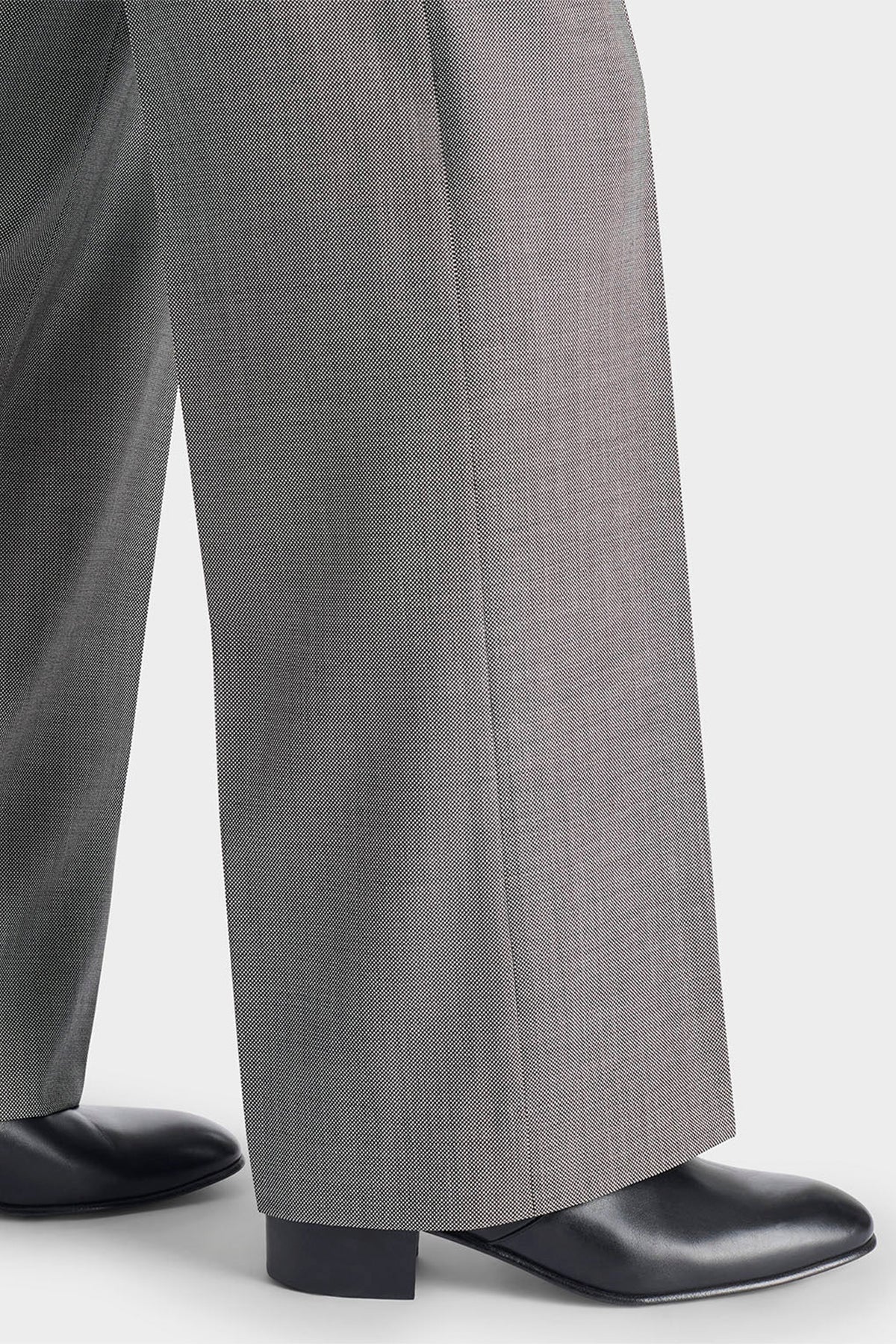 Husbands Paris | Wide Trousers in Wool Birdseye - Black and White