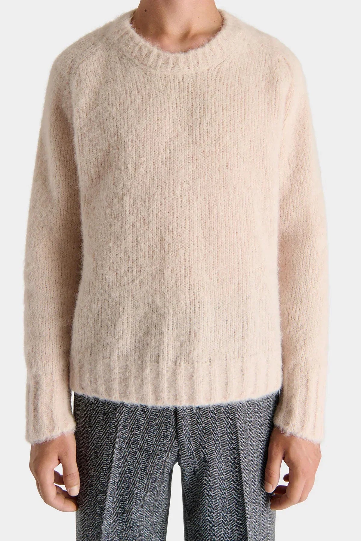 Husbands Paris | Crewneck Sweater in Brushed Superfine Alpaca Blend - Cream