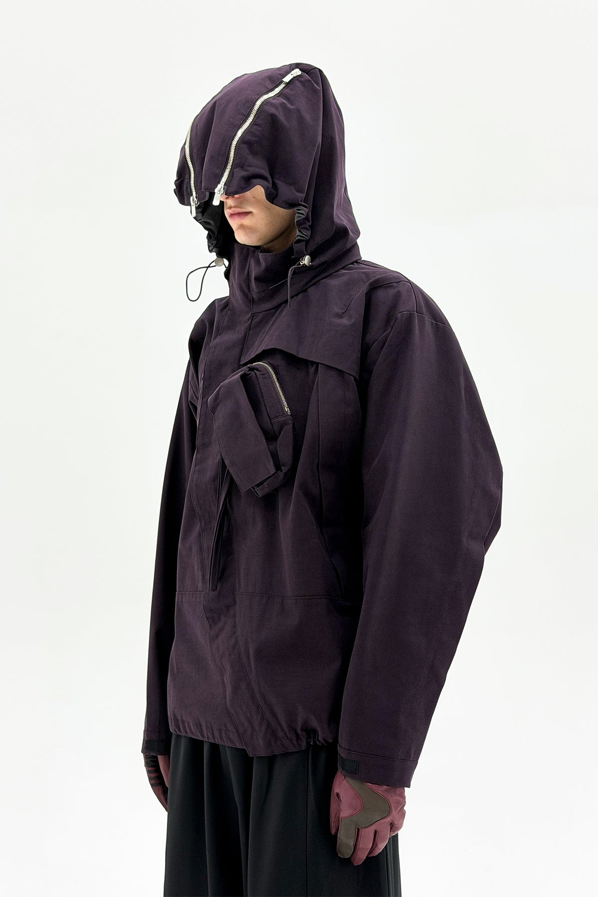 FFFPOSTALSERVICE | MK3 Curved Zip Jacket in Wine