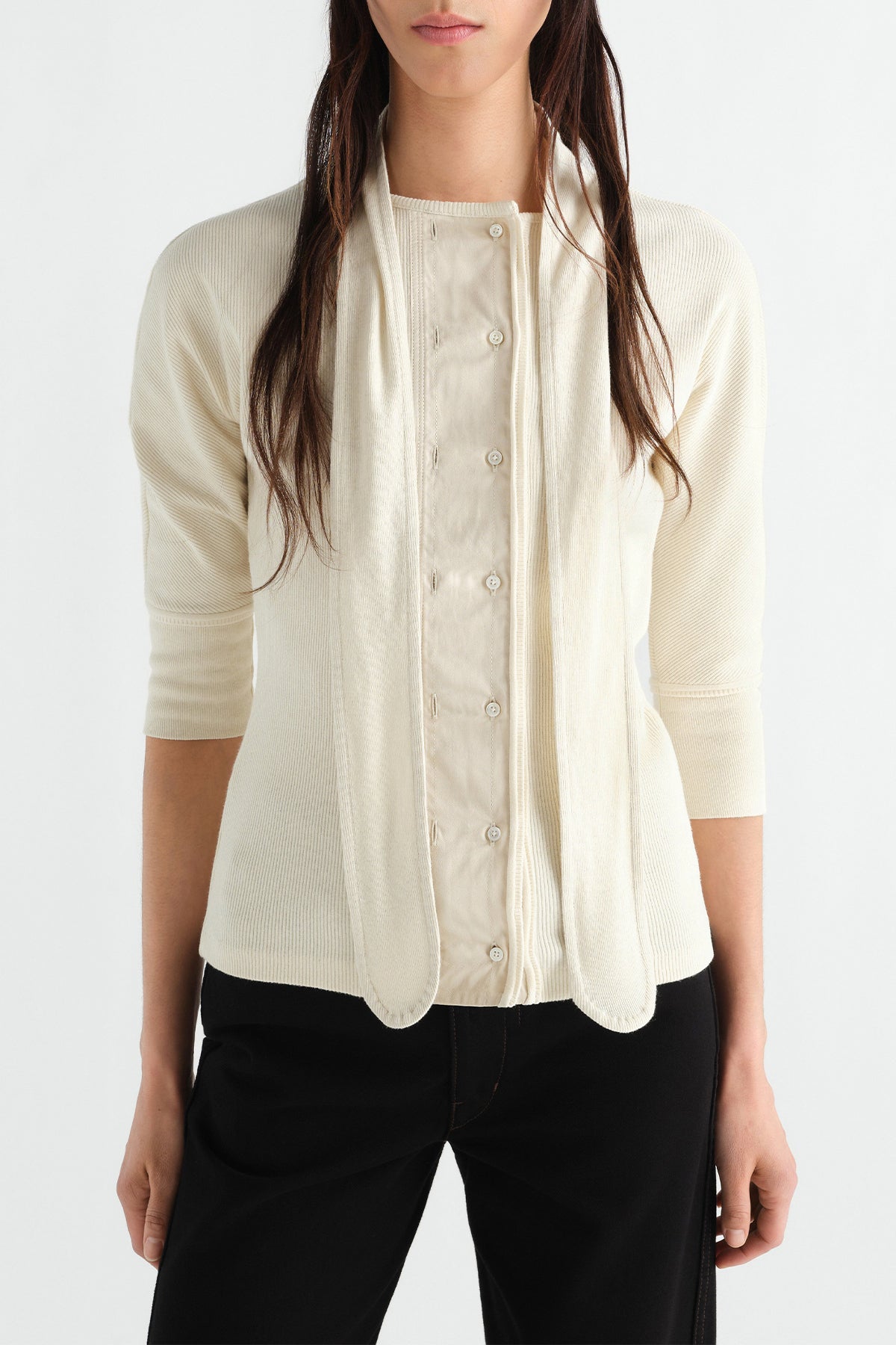 Lemaire | Ascot T-Shirt In Linen And Cotton Ribbed Jersey
