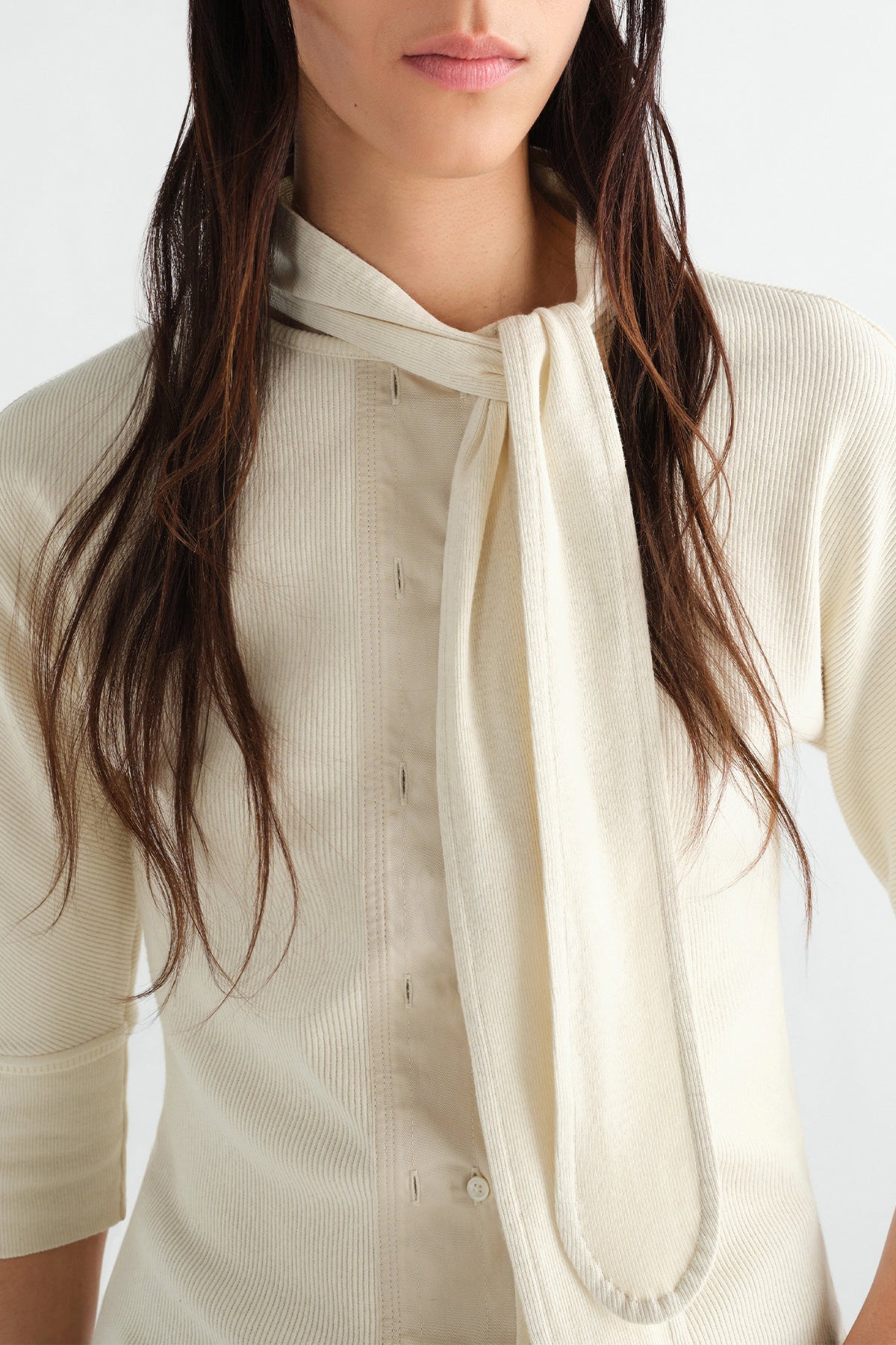 Lemaire | Ascot T-Shirt In Linen And Cotton Ribbed Jersey