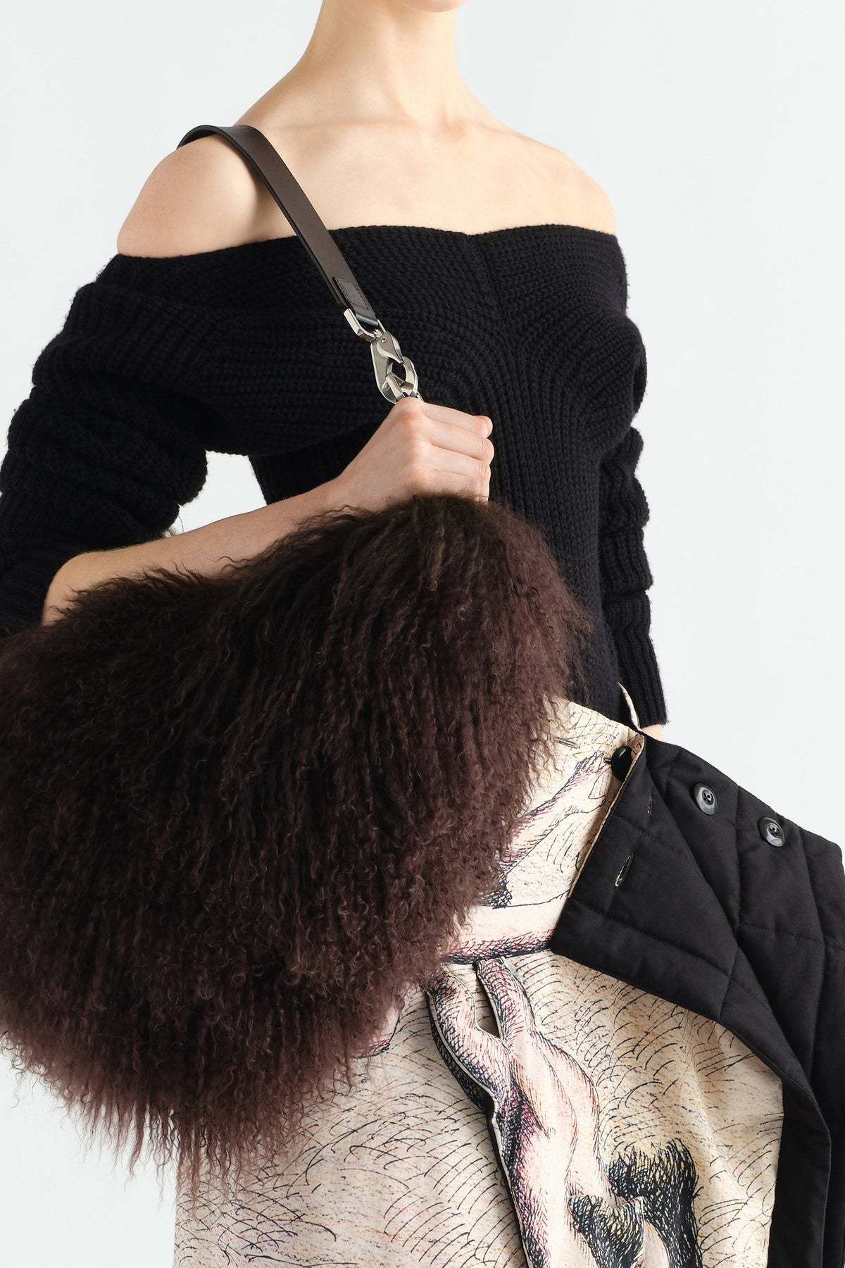 Lemaire | Quiver Clip Bag in Mongolian Lamb Leather
