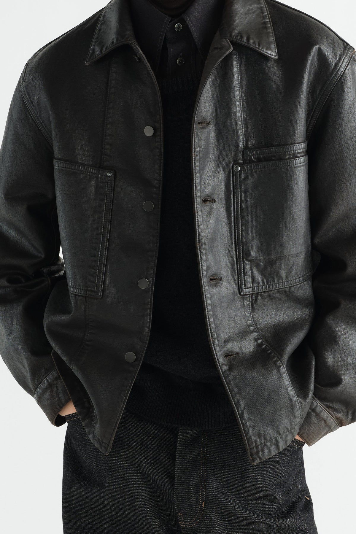 Lemaire | Workwear Overshirt in Coated Denim