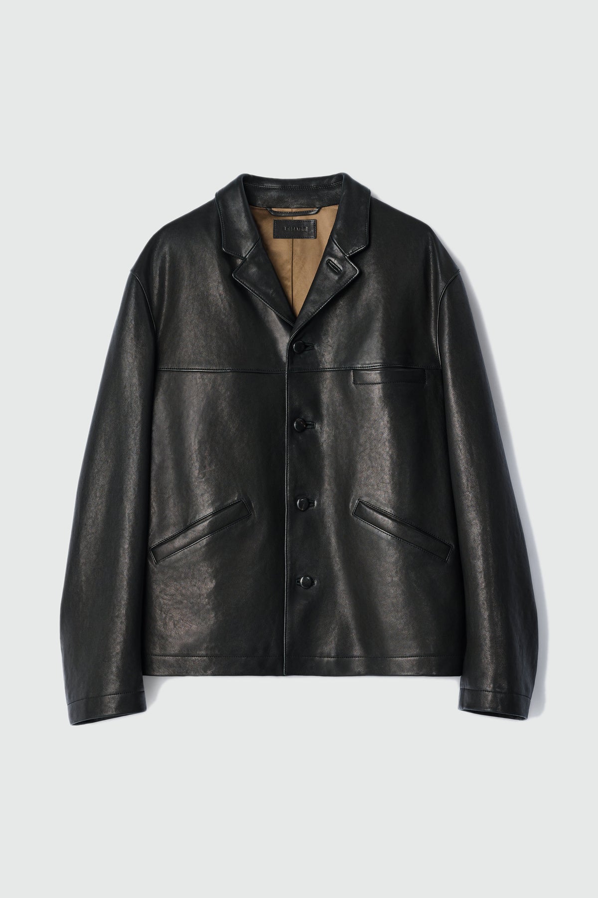 Lemaire | Leather Single Breasted Jacket in Grainy Lamb