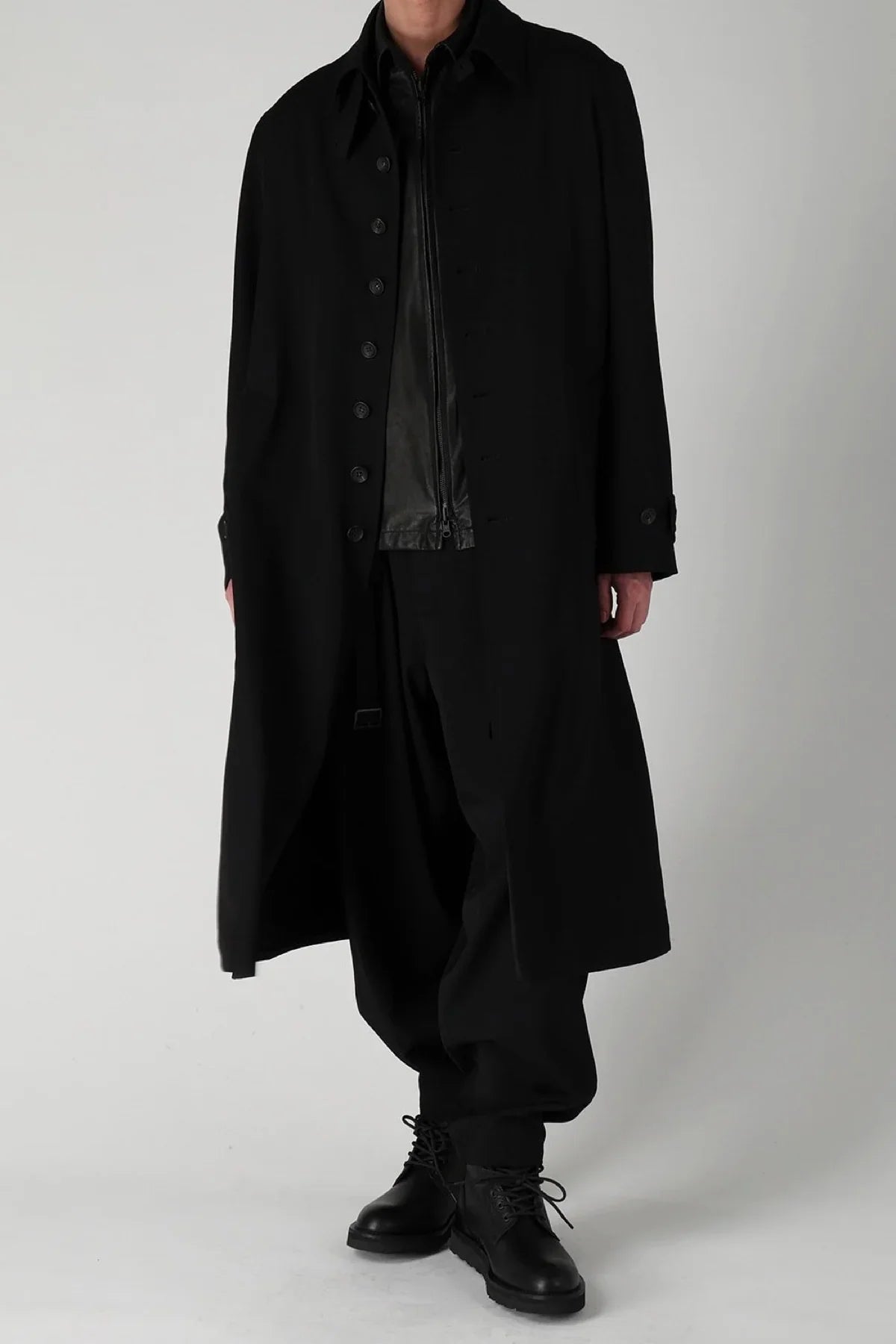Y's | Wool Gabardine Stand Collar Coat