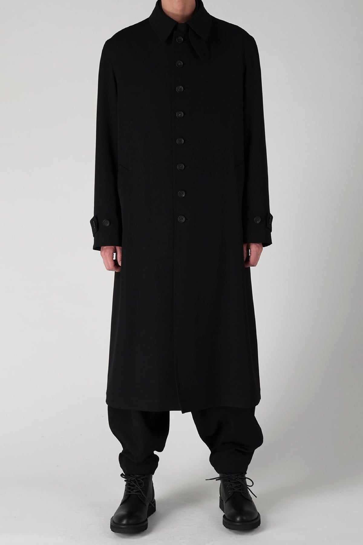 Y's | Wool Gabardine Stand Collar Coat