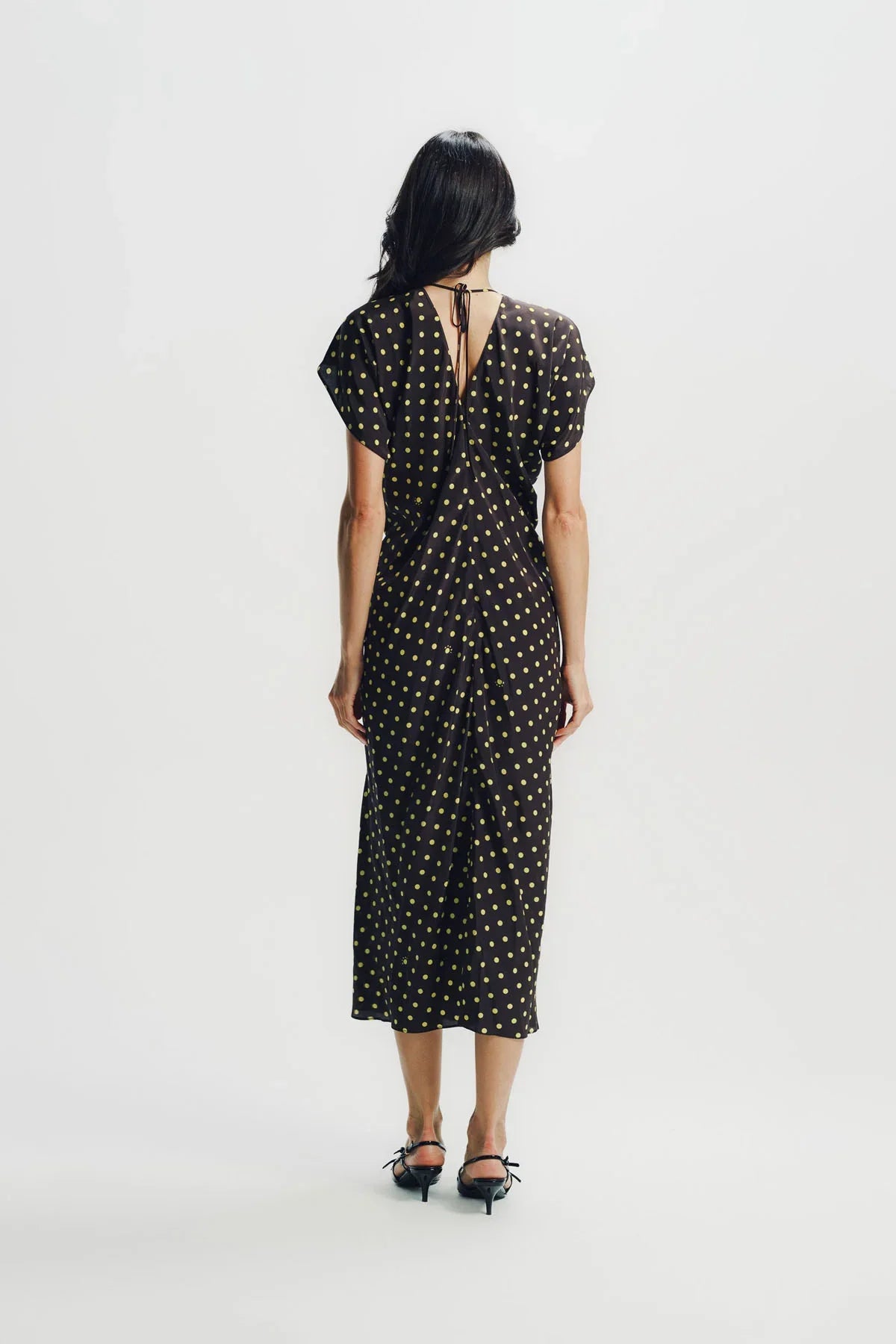 Marni | Brown Crêpe De Chine Dress With Polka Rhythm Print