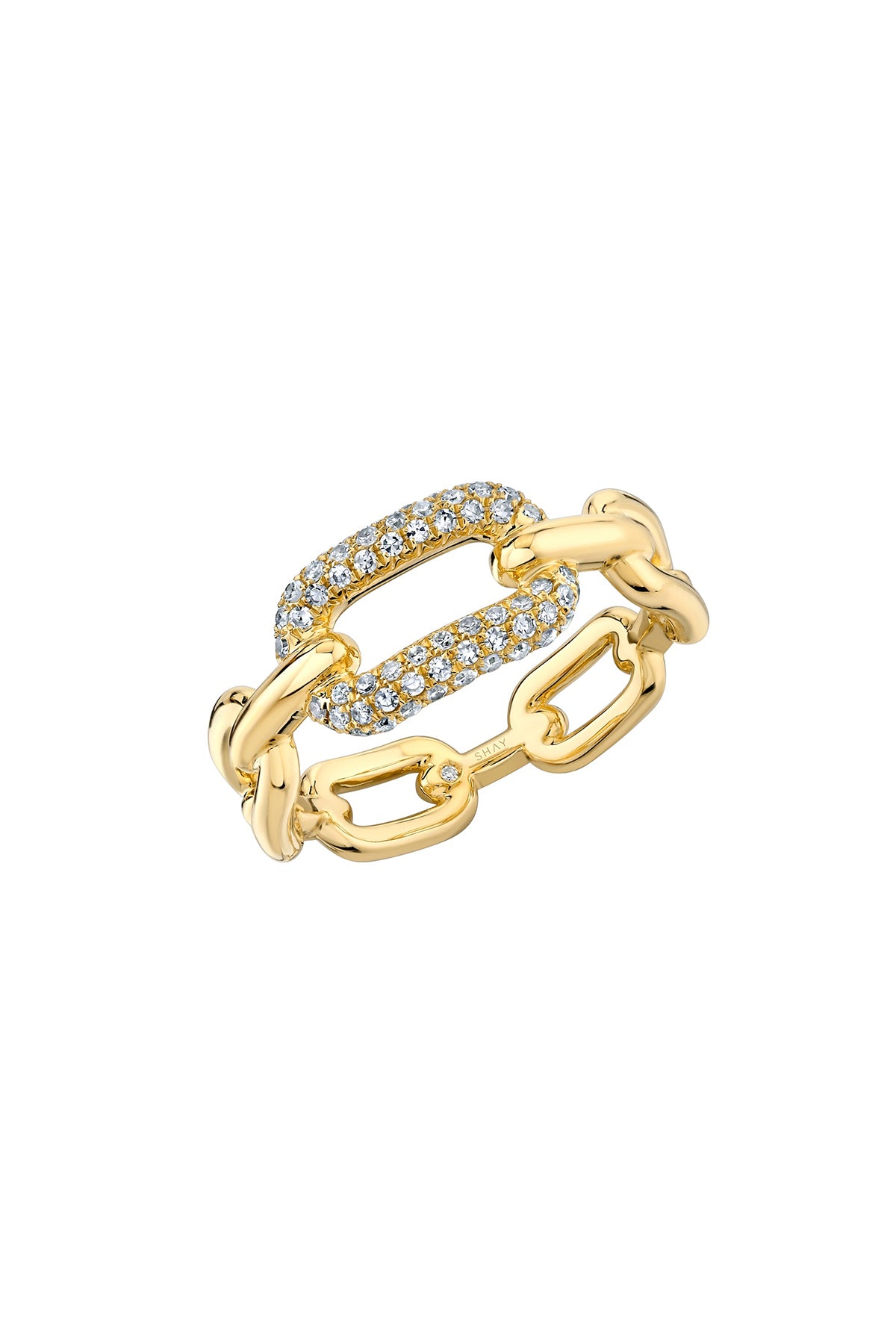 Shay | Diamond Partial Pave Mini Cable Link Ring