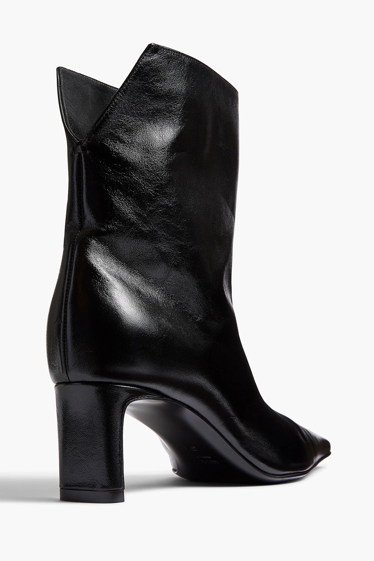 Khaite | Ona Ankle Boot in Black Glazed Leather