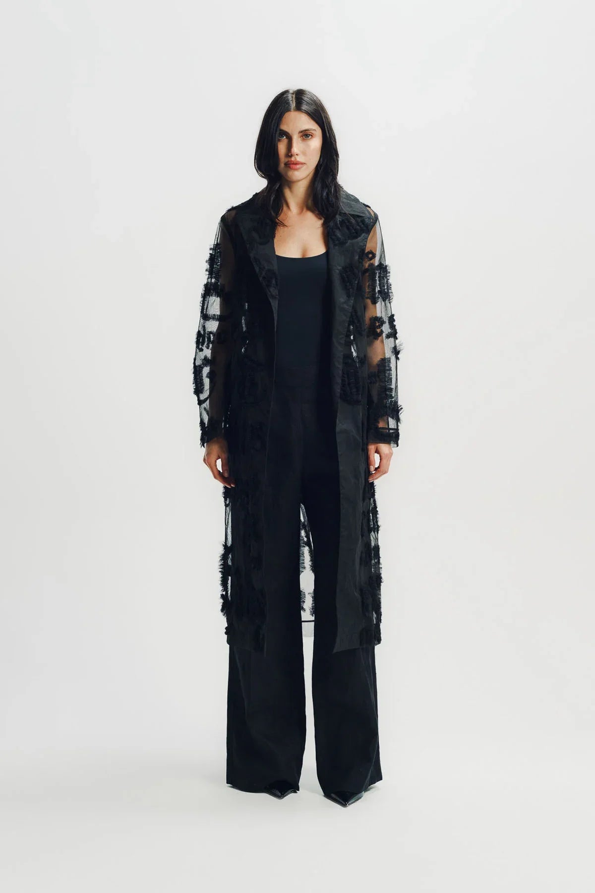 Libertine | 'Gothic Tulle' Embellished Long Trench Coat
