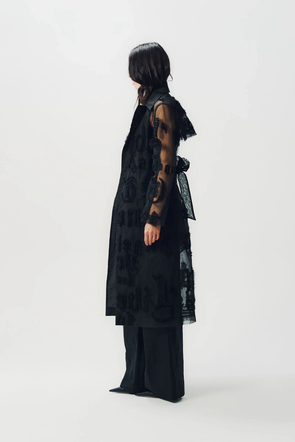 Libertine | 'Gothic Tulle' Embellished Long Trench Coat