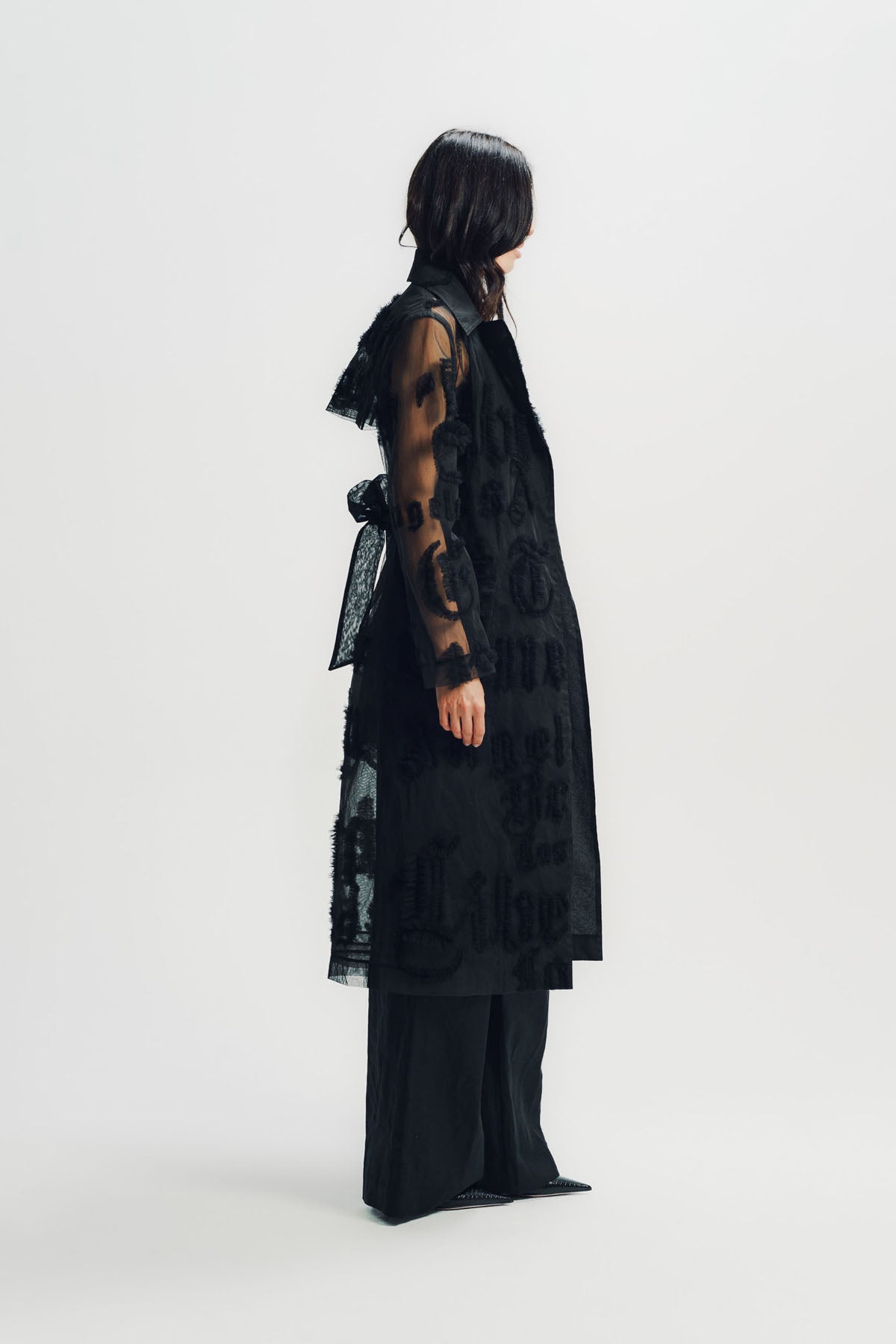 Libertine | 'Gothic Tulle' Embellished Long Trench Coat