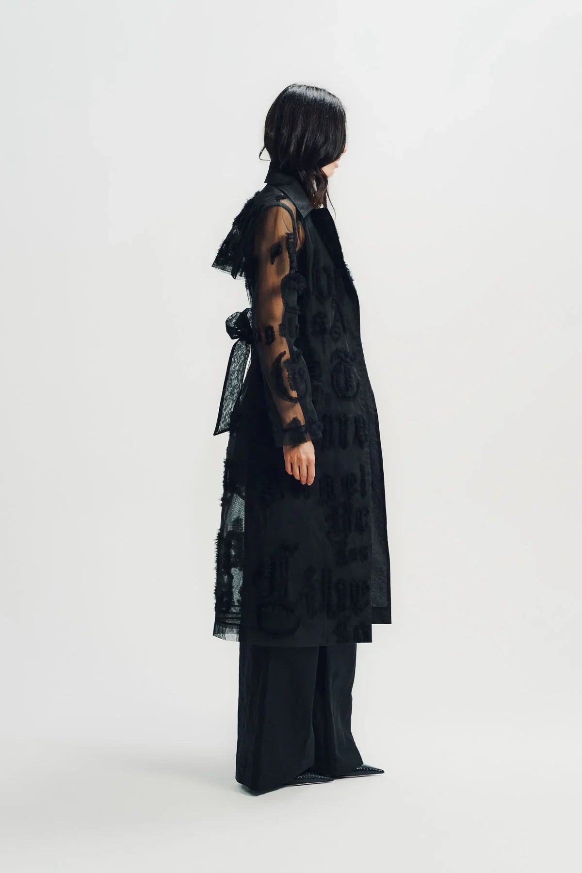Libertine | 'Gothic Tulle' Embellished Long Trench Coat