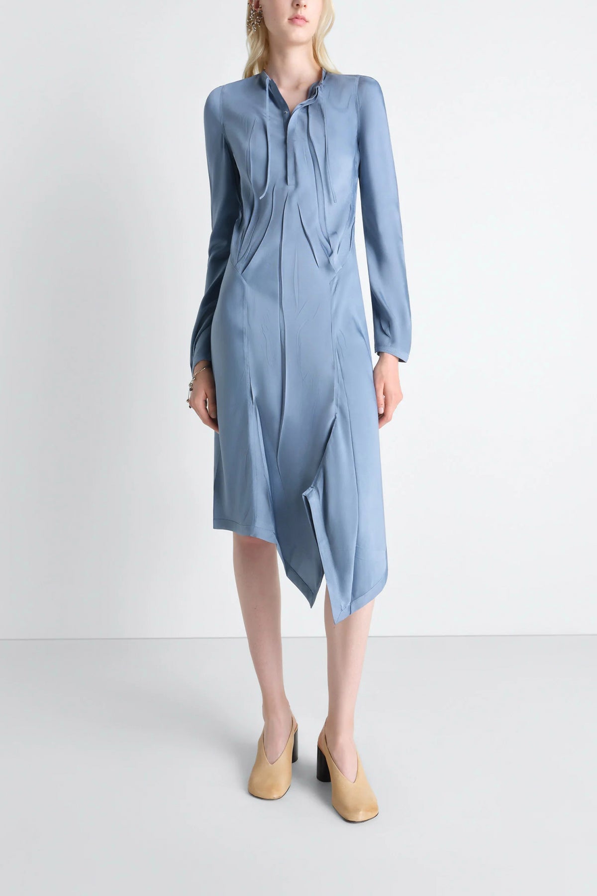 LEMAIRE | CREASED BIAS DRESS IN POLY VISCOSE TWILL