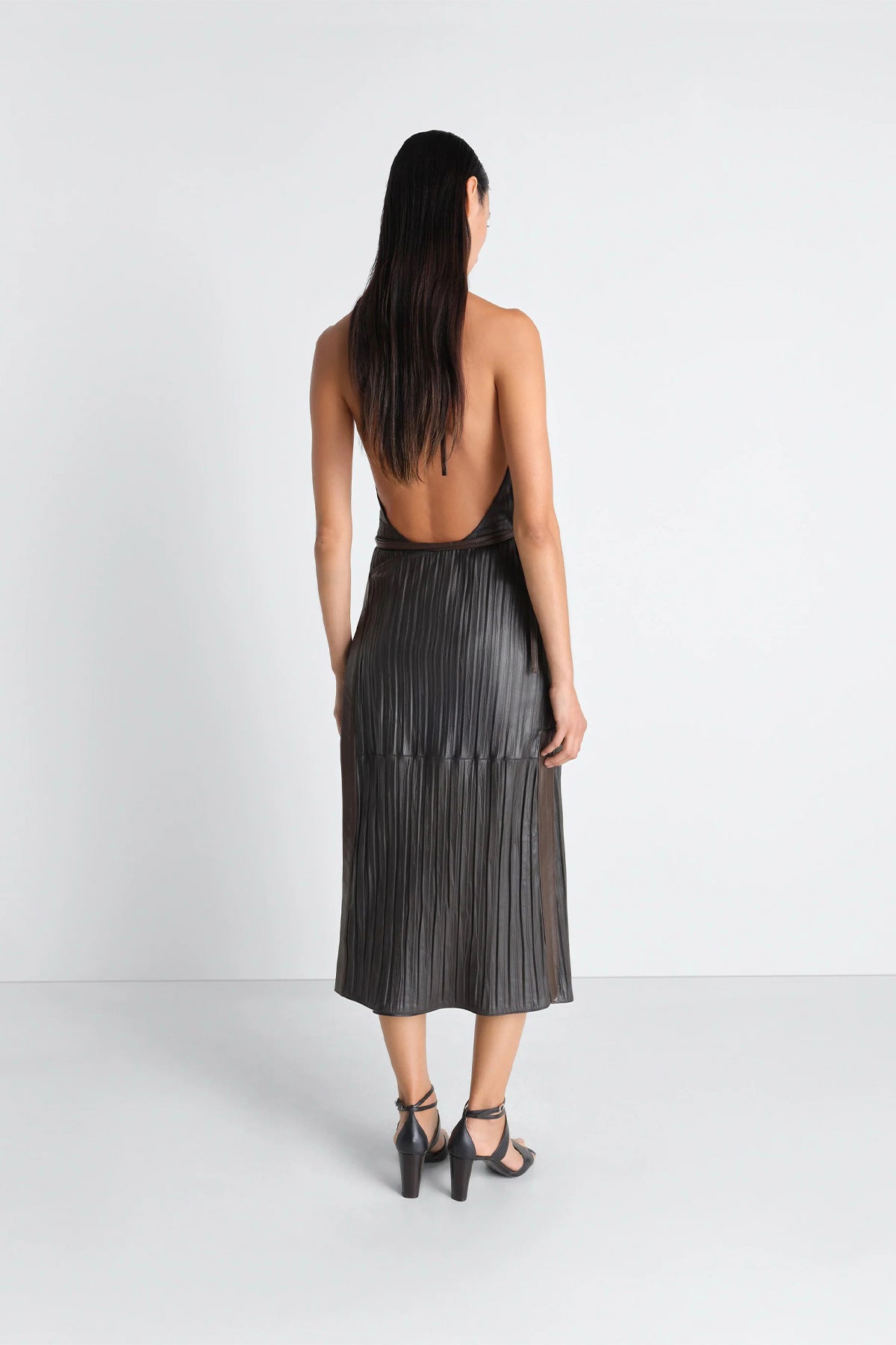 LEMAIRE | LEATHER APRON DRESS IN CRINKLE LAMB LEATHER