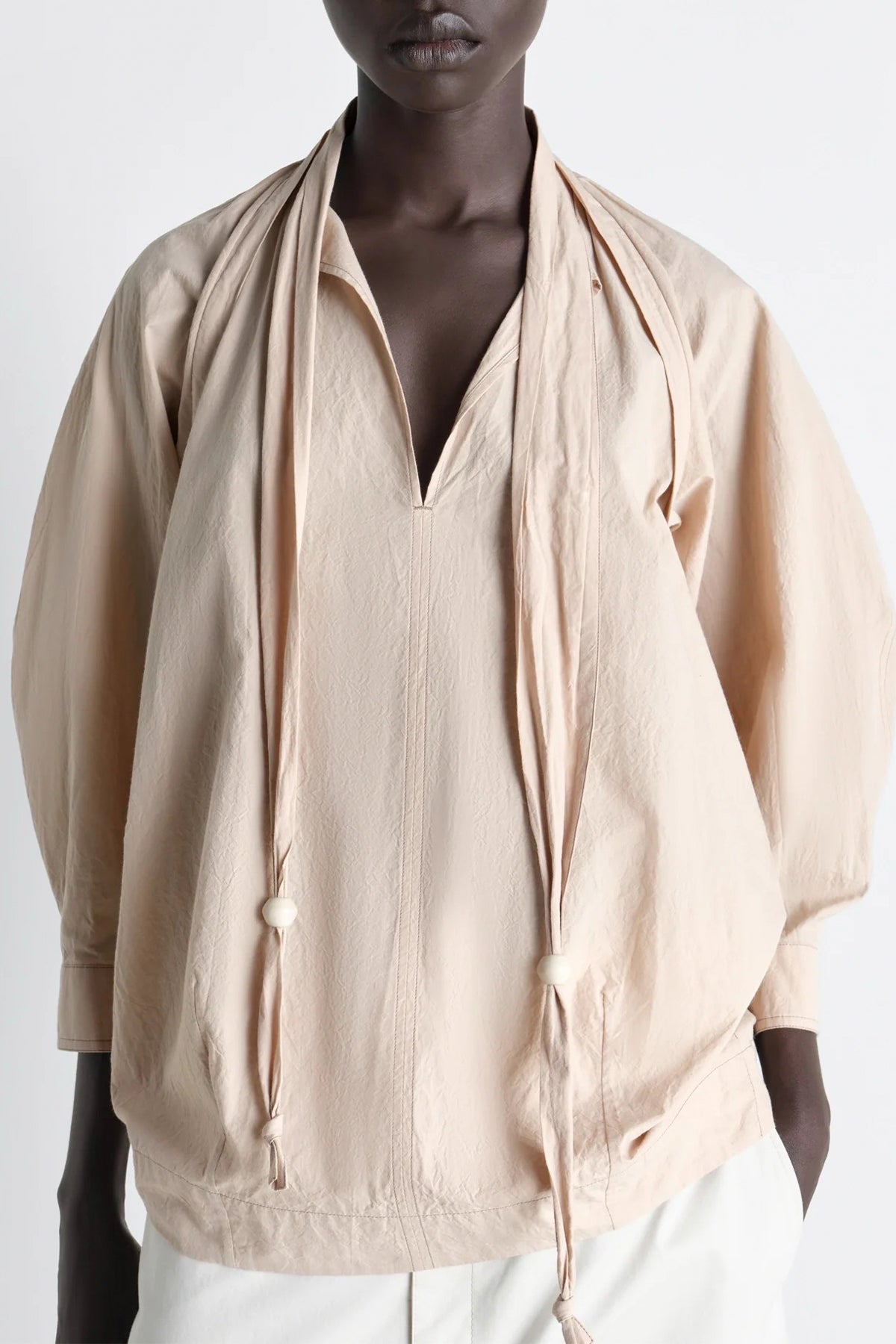 LEMAIRE | BLOUSE WITH SCARF IN CREPE COTTON
