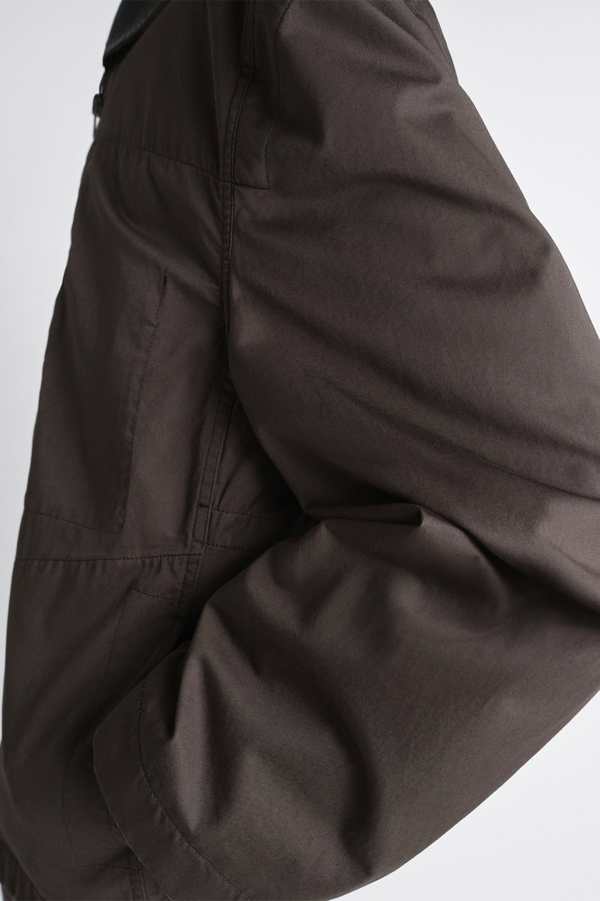 LEMAIRE | MEN'S LEATHER COLLAR BLOUSON IN COTTON TWILL