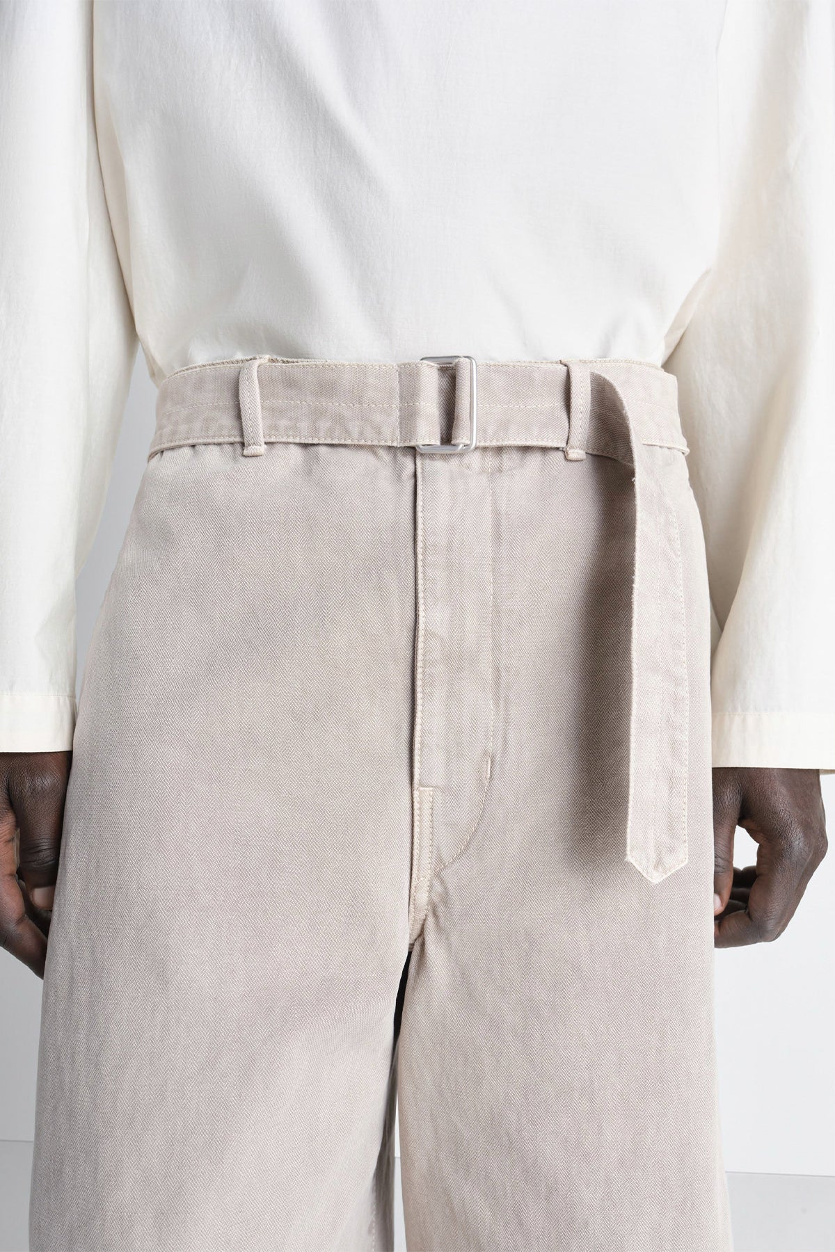 LEMAIRE | DENIM SHORT IN HEAVY BROKEN TWILL SNOW