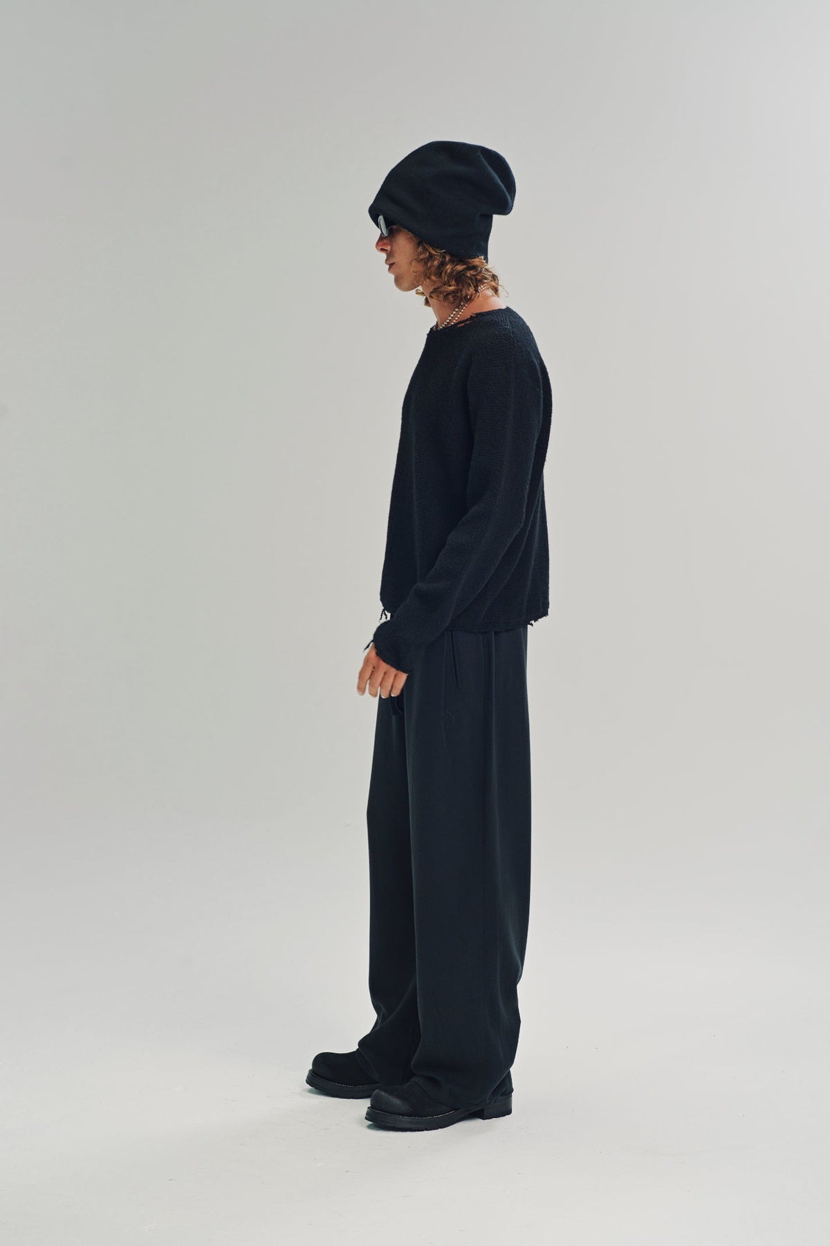 Second/Layer | Friends Pullover Waffle Knit Sweater in Black