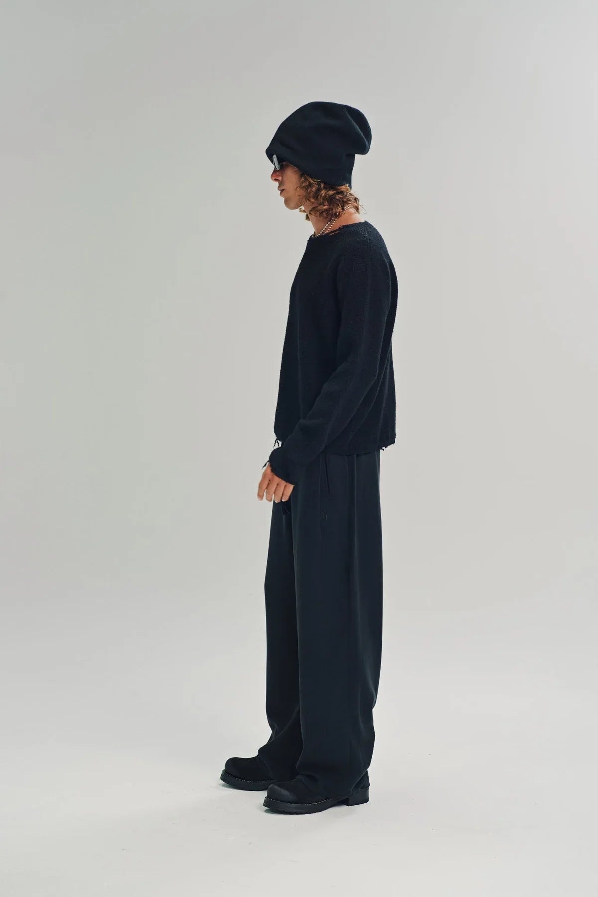 Second/Layer | Friends Pullover Waffle Knit Sweater in Black