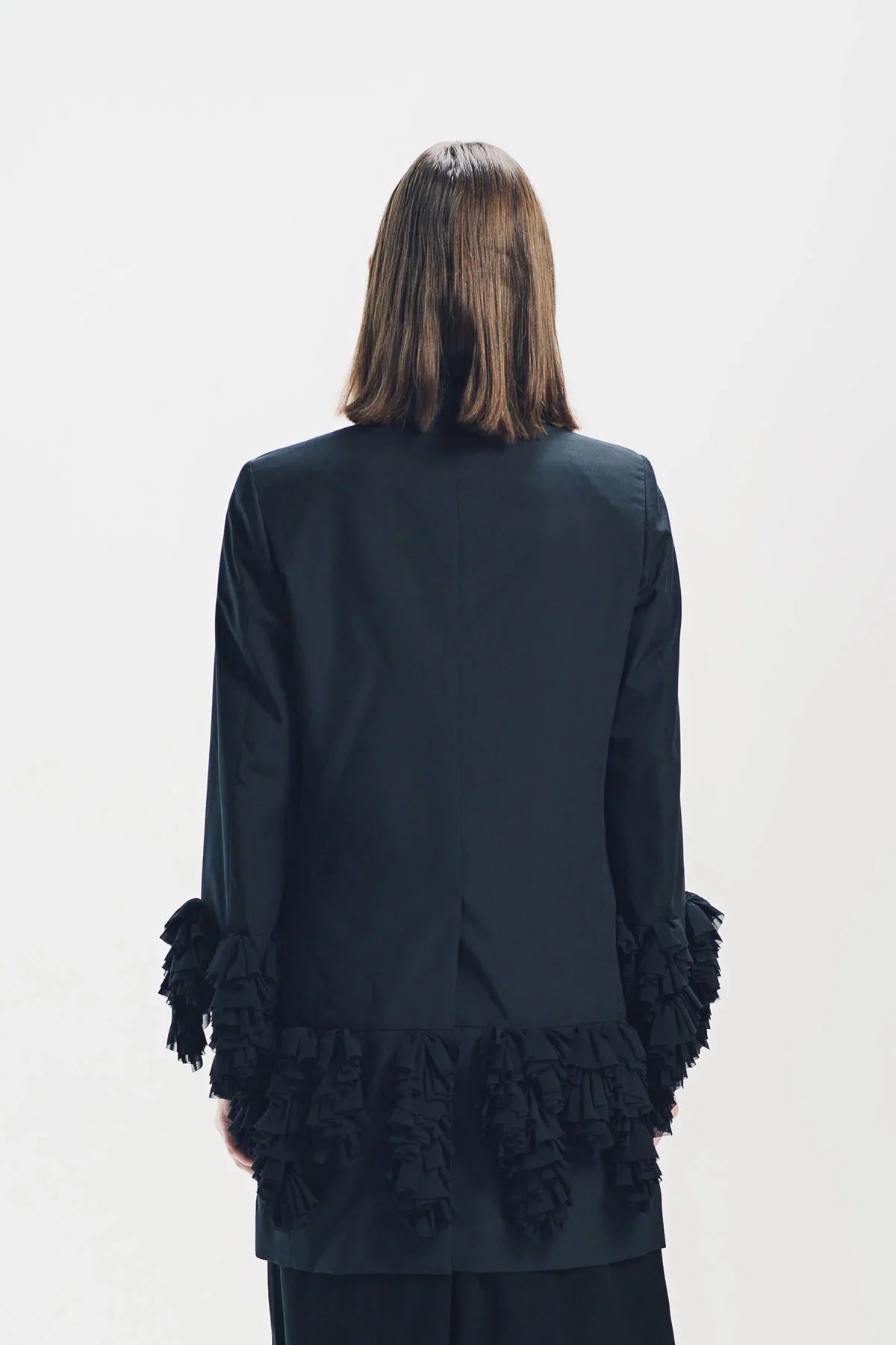 Comme Des Garcons | Ruffled Trim Long Blazer