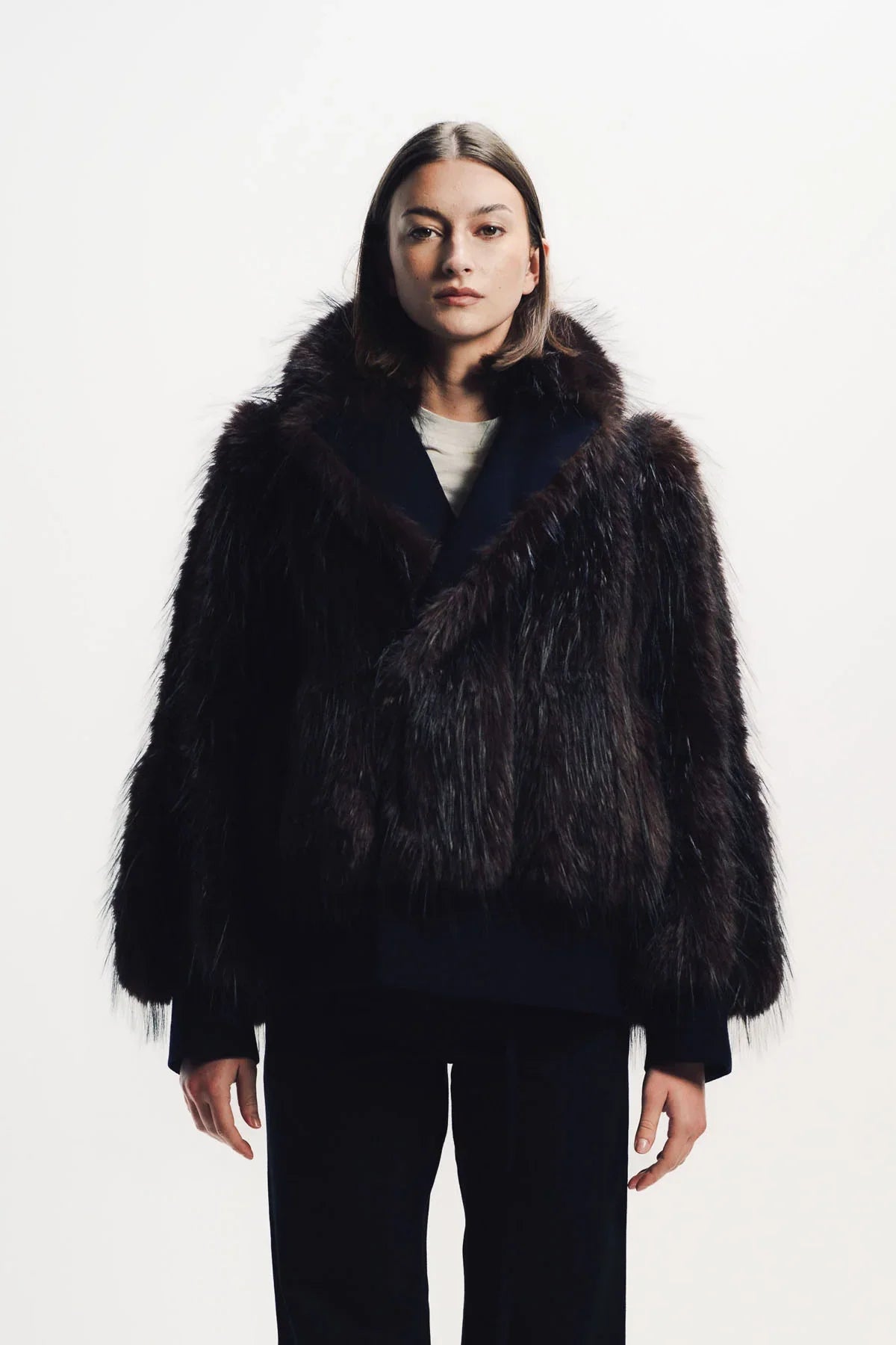 Sacai | Melton Faux Fur Jacket