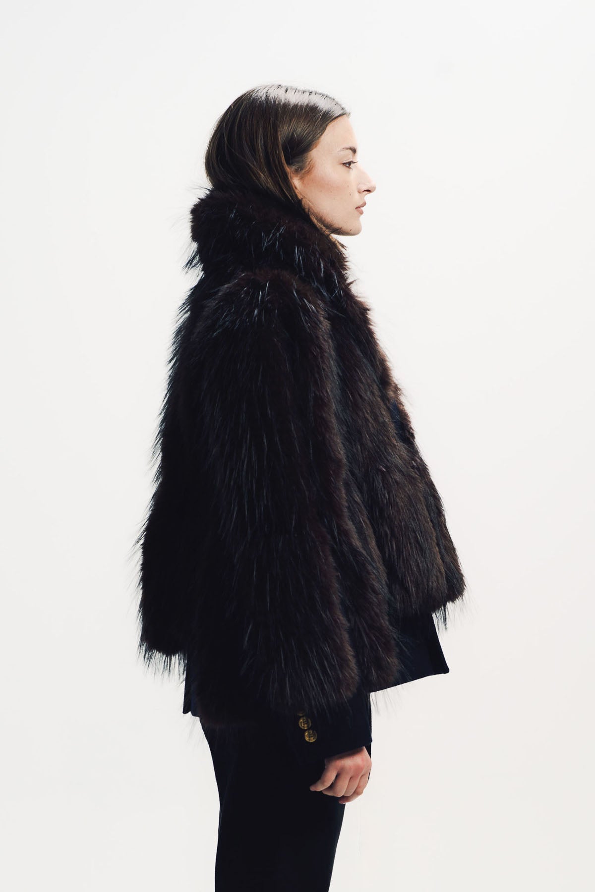Sacai | Melton Faux Fur Jacket