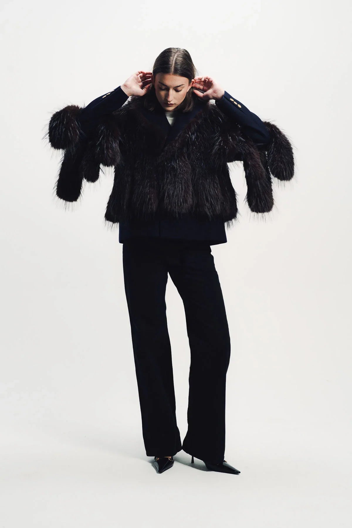 Sacai | Melton Faux Fur Jacket