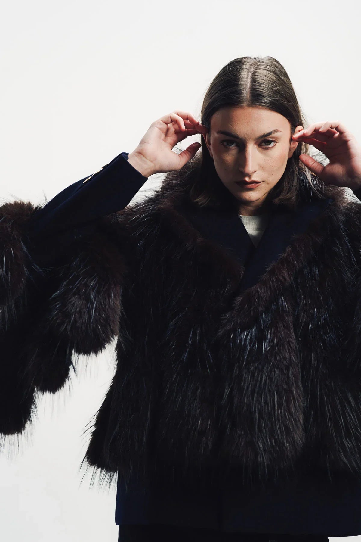 Sacai | Melton Faux Fur Jacket