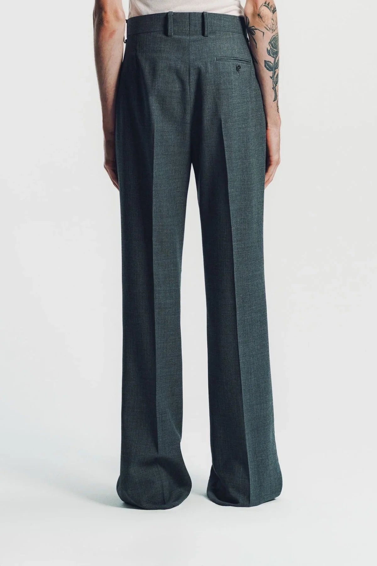 Kyosuke Kunimoto | Baggy Grey Flat Front Flare Pants