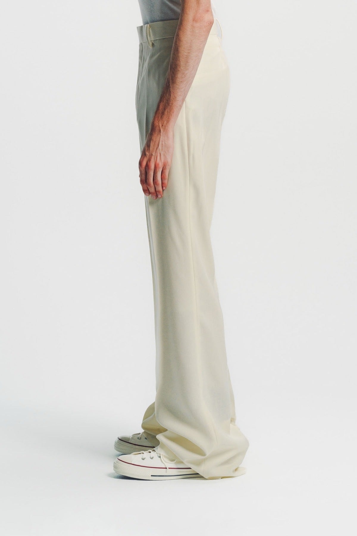 Kyosuke Kunimoto | Ivory Flat Front Flare Pants