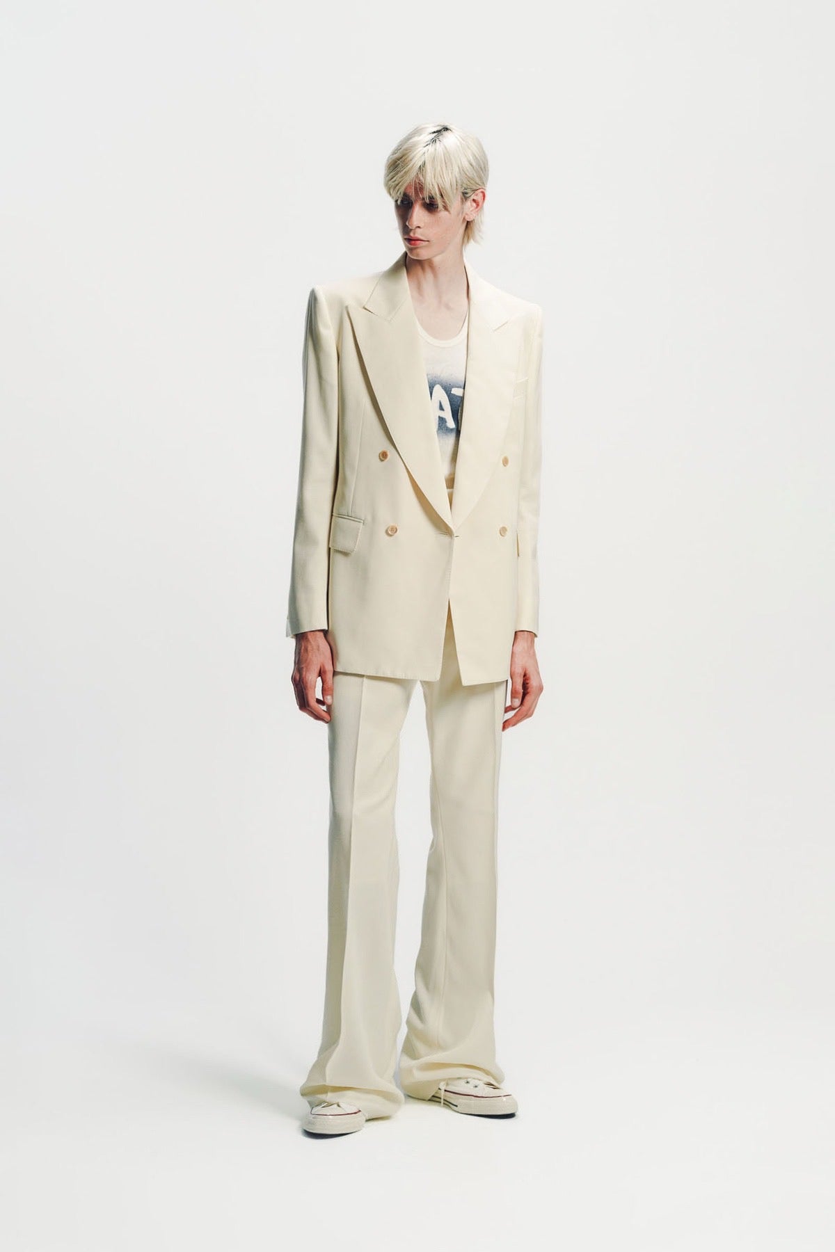 Kyosuke Kunimoto | Ivory Double Breasted Peak Lapel Jacket