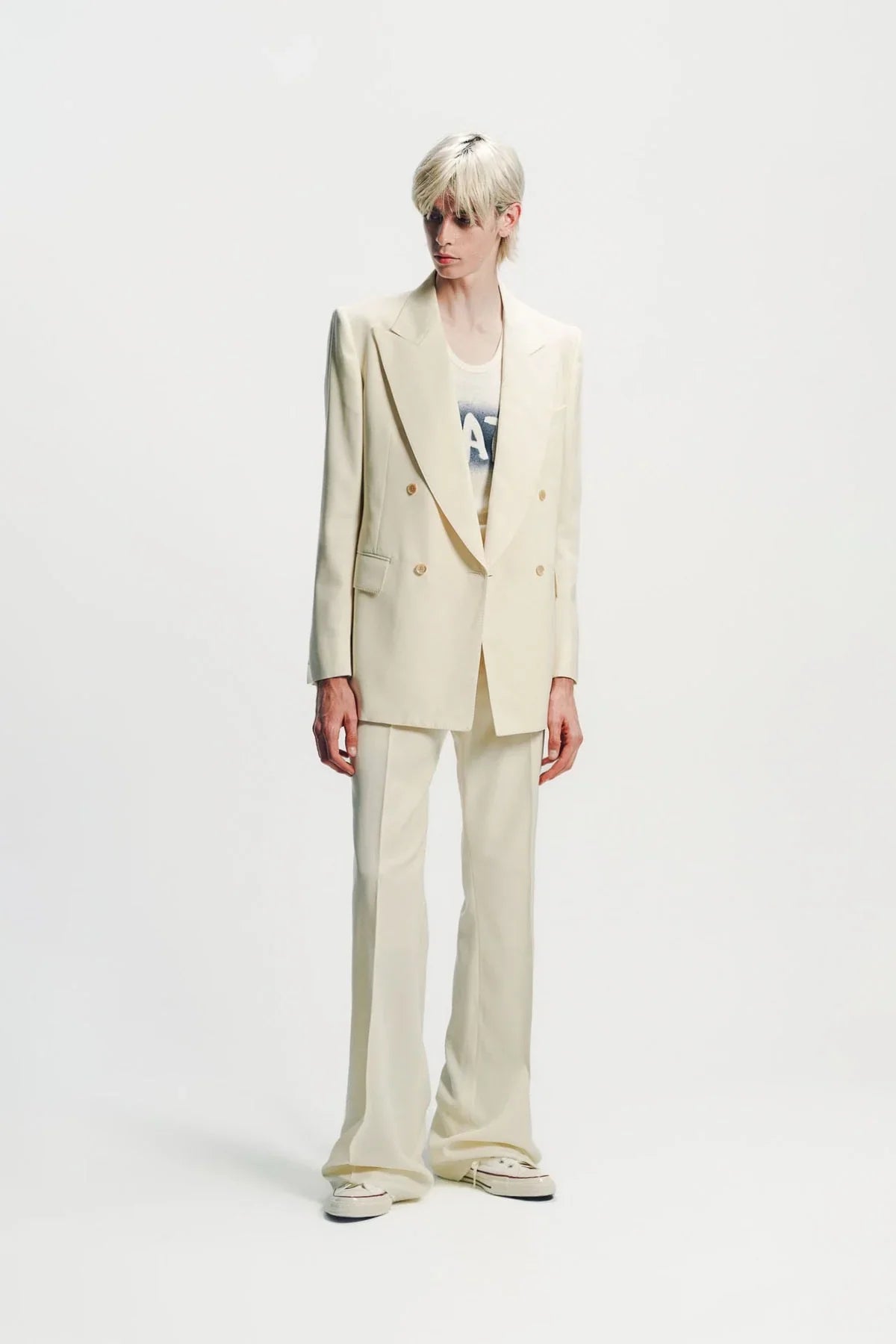 Kyosuke Kunimoto | Ivory Double Breasted Peak Lapel Jacket
