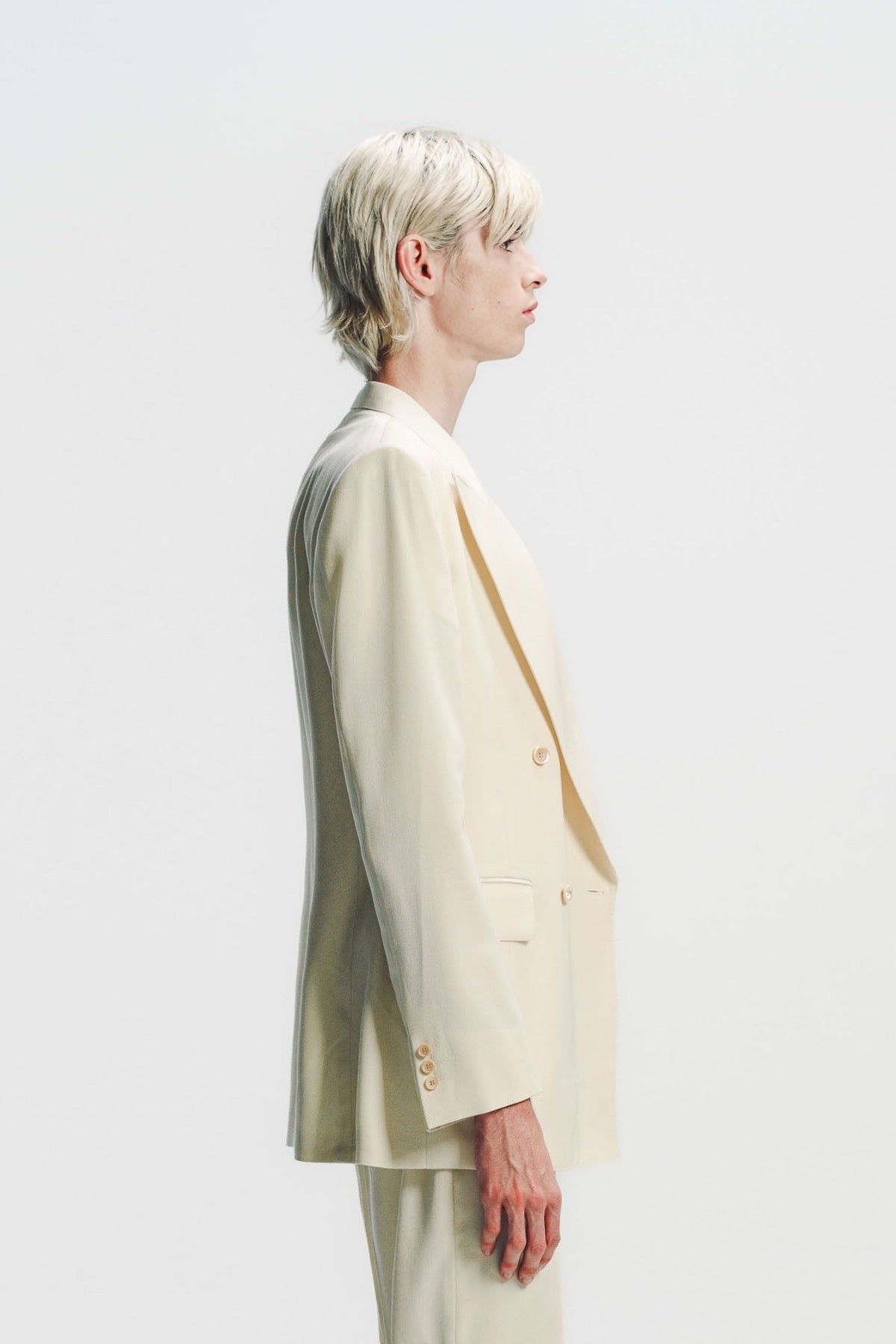 Kyosuke Kunimoto | Ivory Double Breasted Peak Lapel Jacket