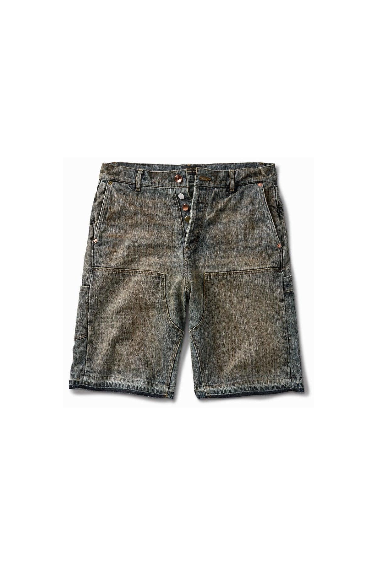 Schaeffer's Garment Hotel | Dirty Destroyed Indigo Double Front Shorts