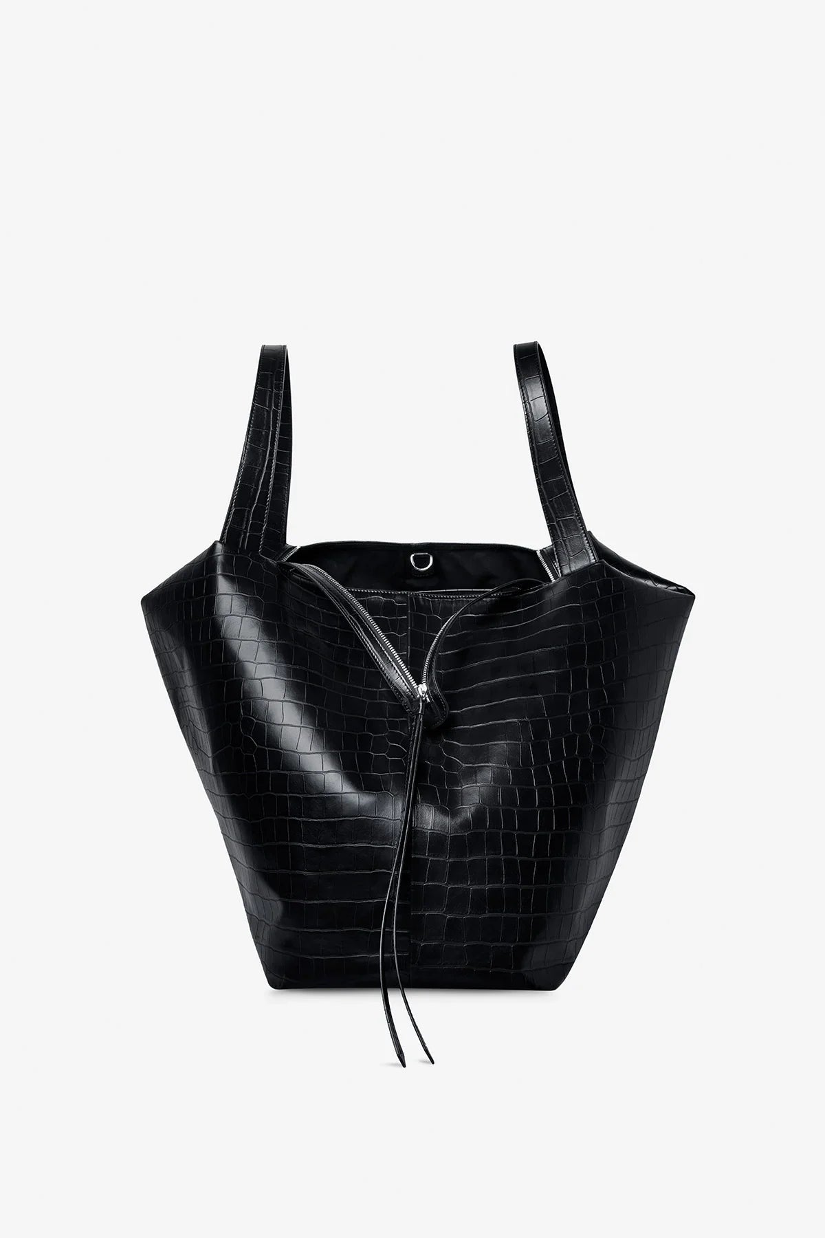 LA MAMA | LM1 Black Matte Croc-Embossed Bag