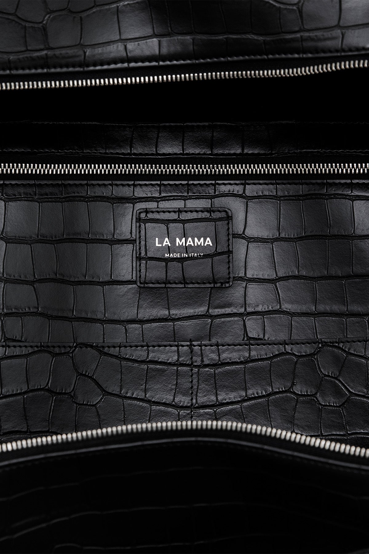 LA MAMA | LM1 Black Matte Croc-Embossed Bag