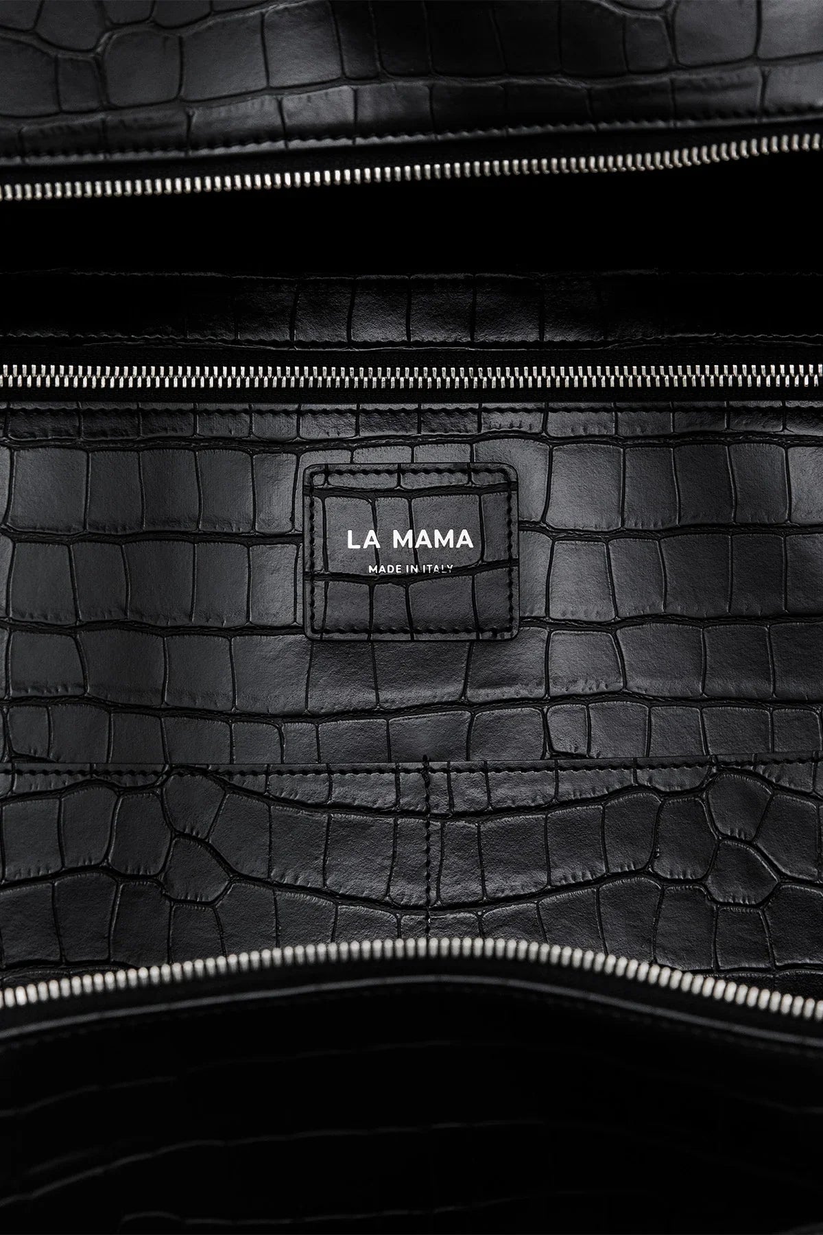 LA MAMA | LM1 Black Matte Croc-Embossed Bag