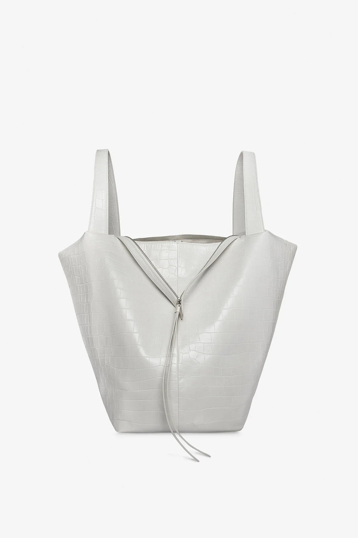 LA MAMA | LM1 White Chalk Croc-Embossed Bag