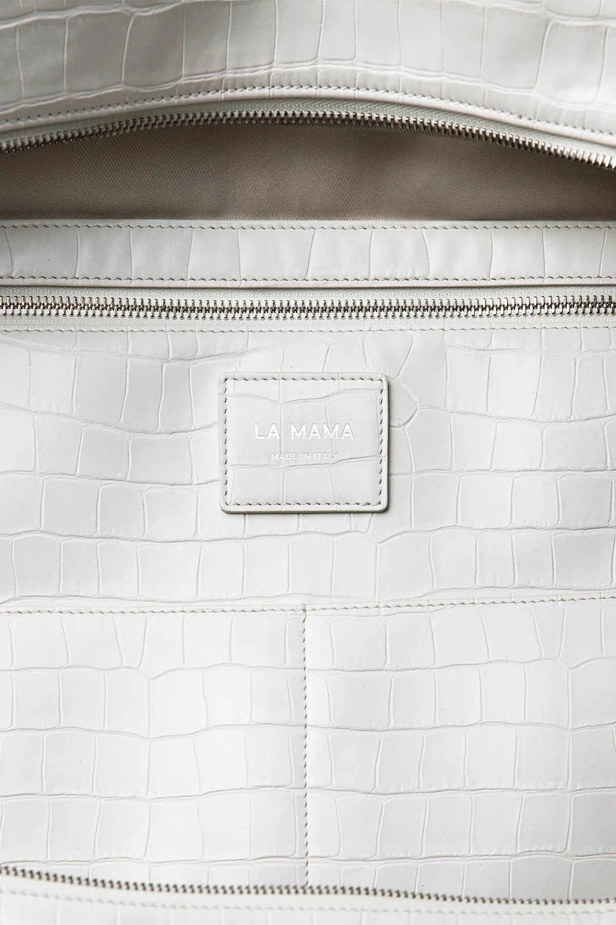LA MAMA | LM1 White Chalk Croc-Embossed Bag