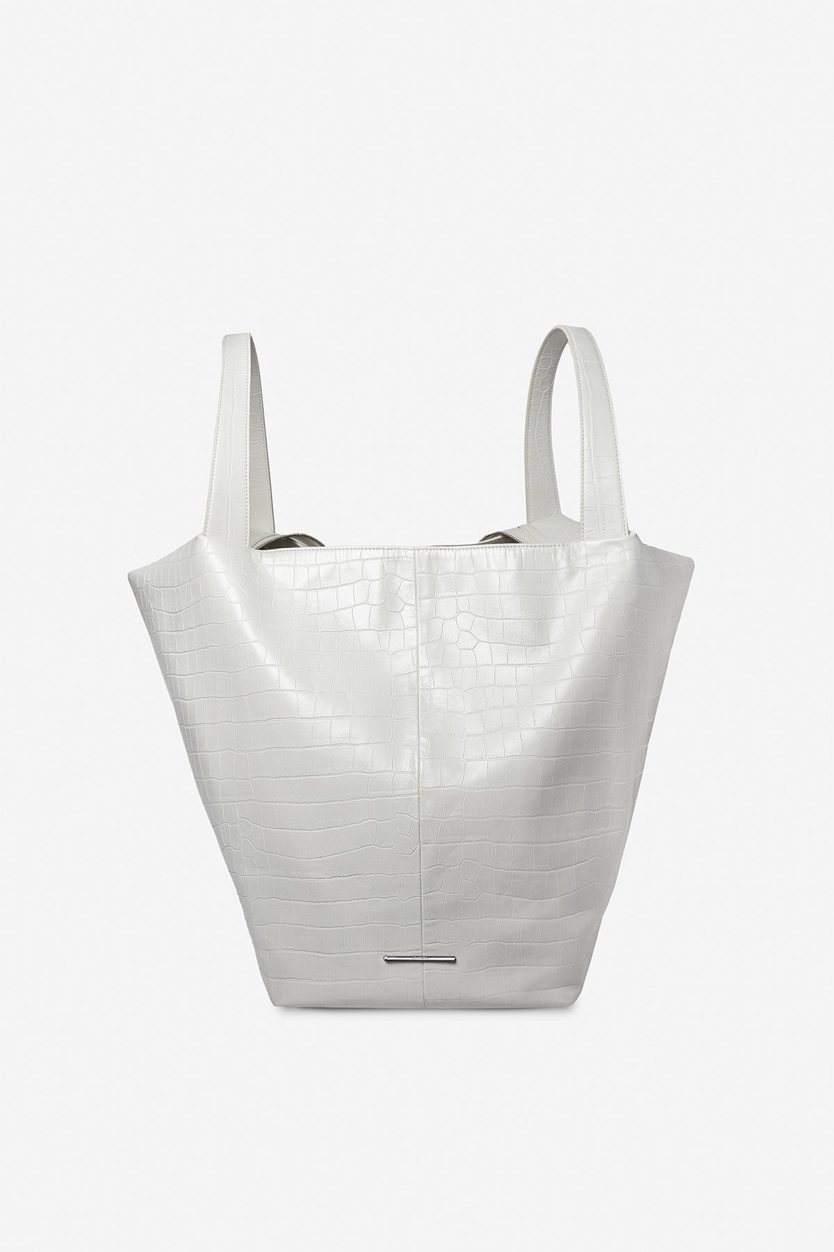 LA MAMA | LM1 White Chalk Croc-Embossed Bag