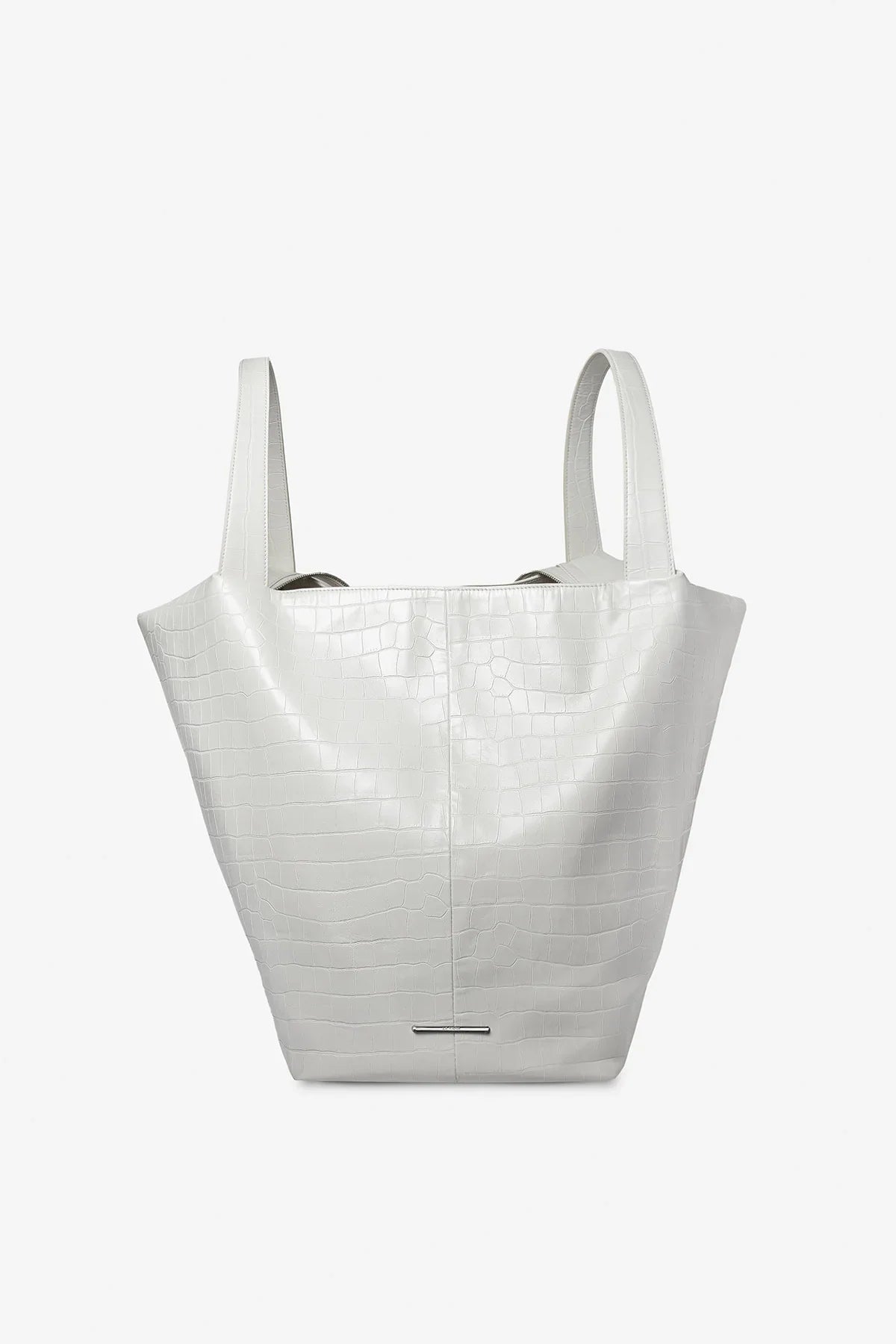 LA MAMA | LM1 White Chalk Croc-Embossed Bag
