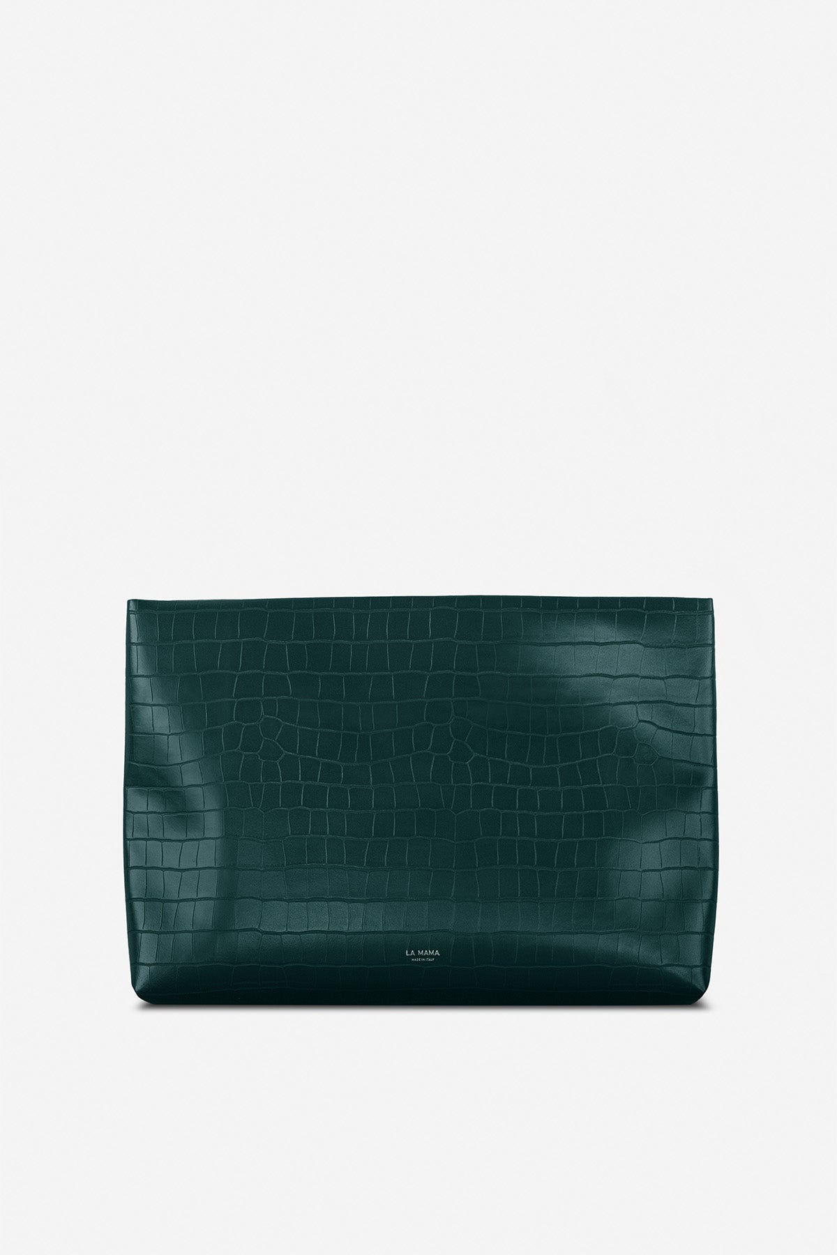LA MAMA | XL Green Matte Croc-Embossed Pouch
