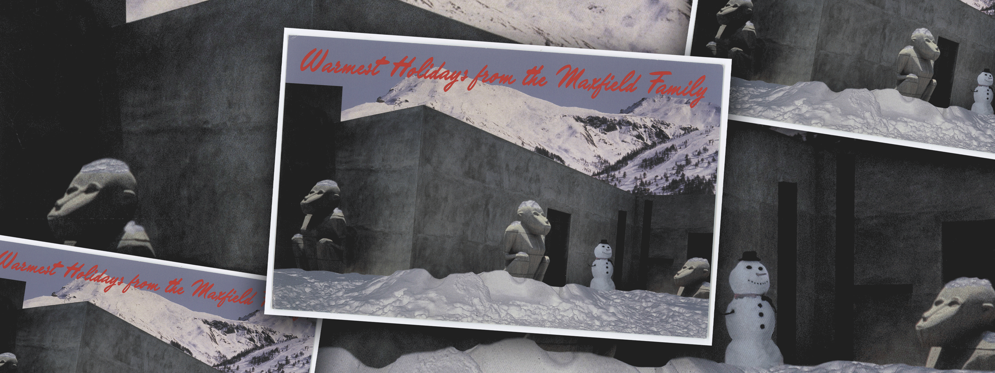 Postcard of Maxfield Los Angeles with Snow falling.